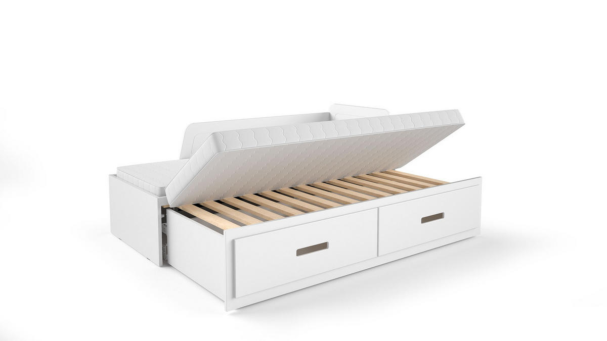 POSTEL MILANA 80X200 s úložným prostorem, Bílá - bílá, dřevo (80/200cm) - MASSENO