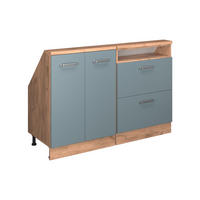 KUCHYŇSKÁ SKŘÍŇKA POD ŠIKMOU STŘECHU R-Line Modrošedý/zlatý dub - medově dubová/šedohnědá, kompozitní dřevo (120/81.6/46cm) - Vicco