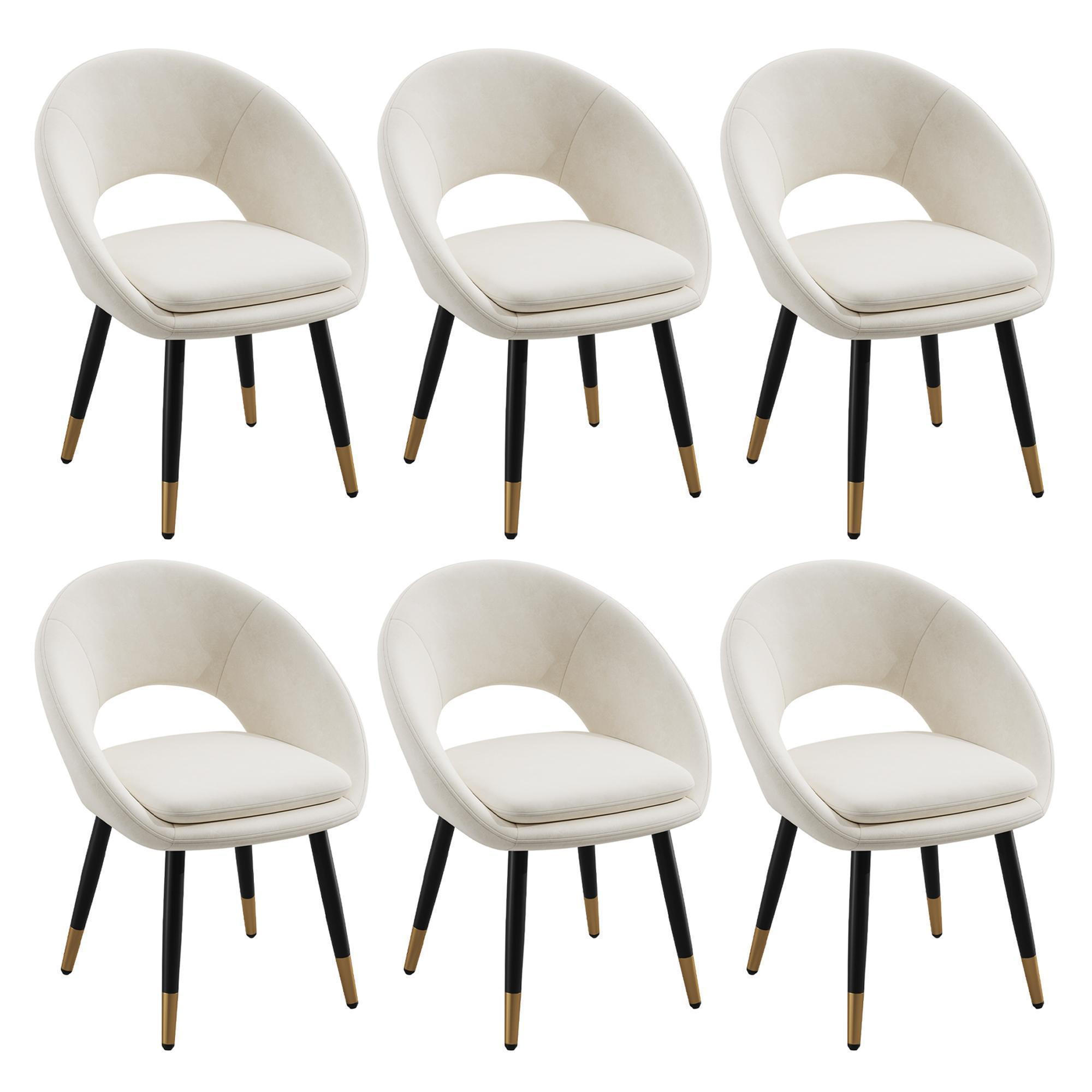 ESSZIMMERSTUHL 6 Stück, Samtstoff in Beige - Beige, Textil (59/77.5/59cm) - KOMHTOM