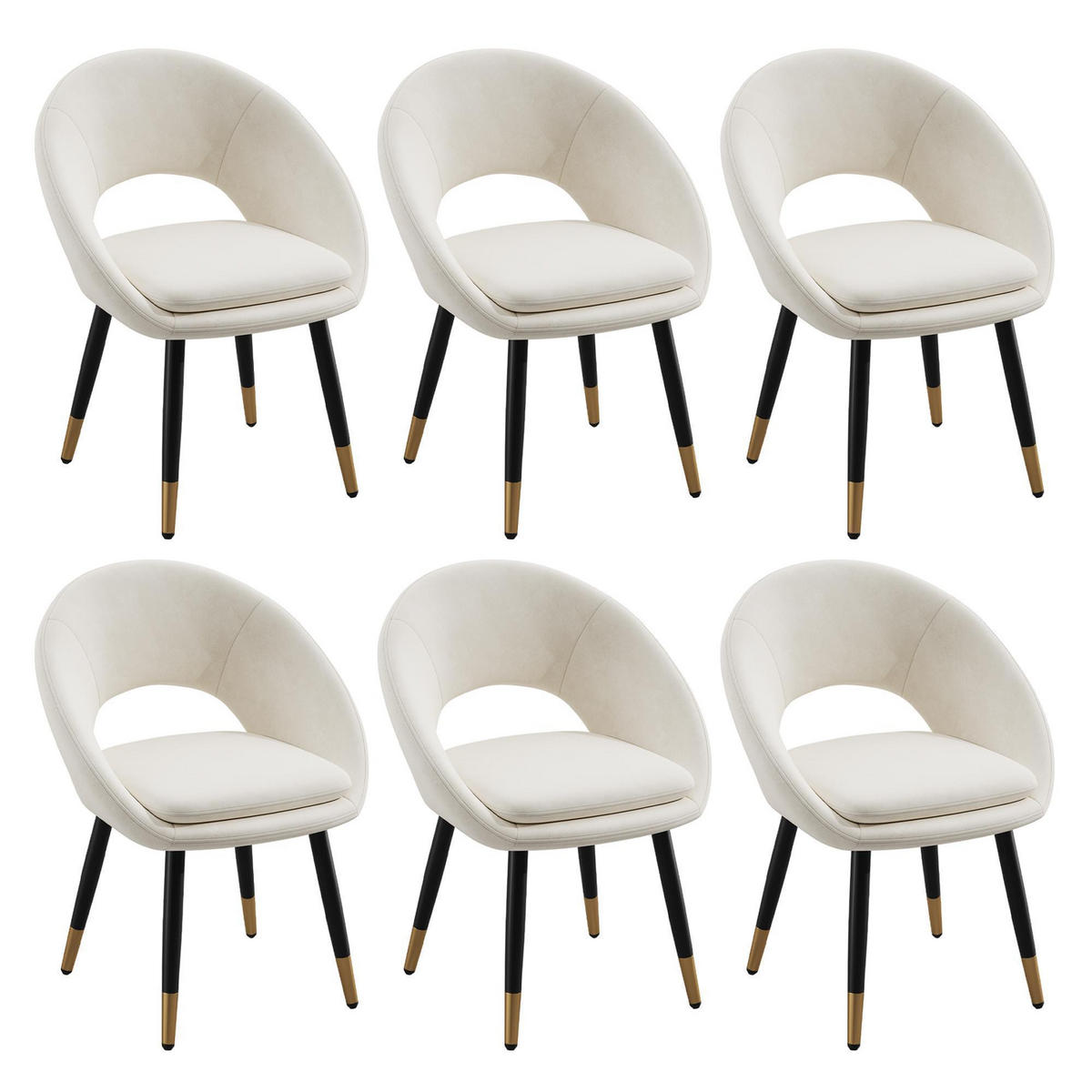 ESSZIMMERSTUHL 6 Stück, Samtstoff in Beige - Beige, Textil (59/77.5/59cm) - KOMHTOM