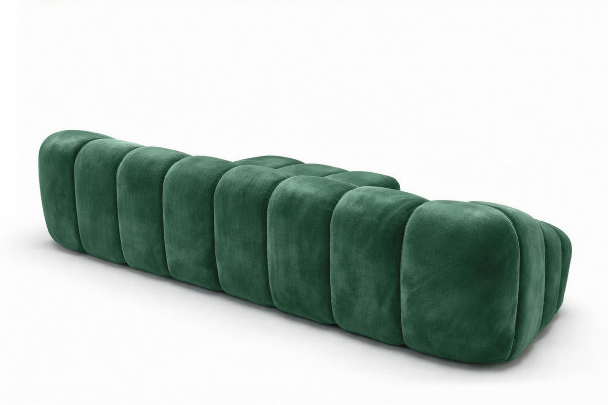 ECKSOFA Modulare L-Form, Veloursstoff Bluvel, Grün, Rechts, CROISSANT L - Grün, Holz (305/190cm) - Kaiser Möbel
