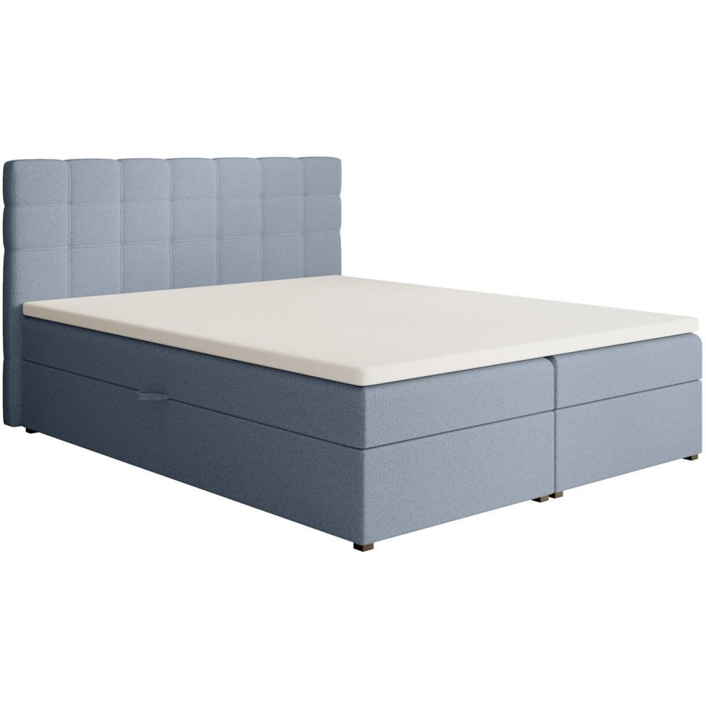 POLSTERBETT Topiq I 164/203/103 hellblau, Bouclé-Stoff - Hellblau, Holzwerkstoff (160/200cm) - Beautysofa