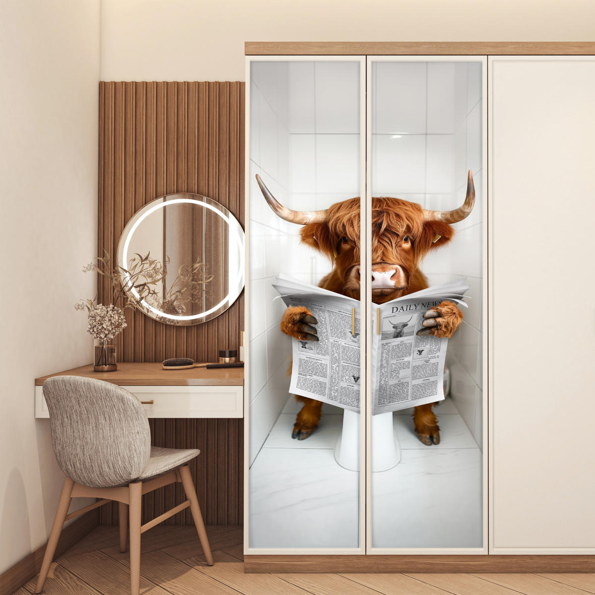 NALJEPNICA ZA VRATA Visokogorsko govedo 95x215 cm - bijela, plastika (95/0.1/215cm) - MuchoWow