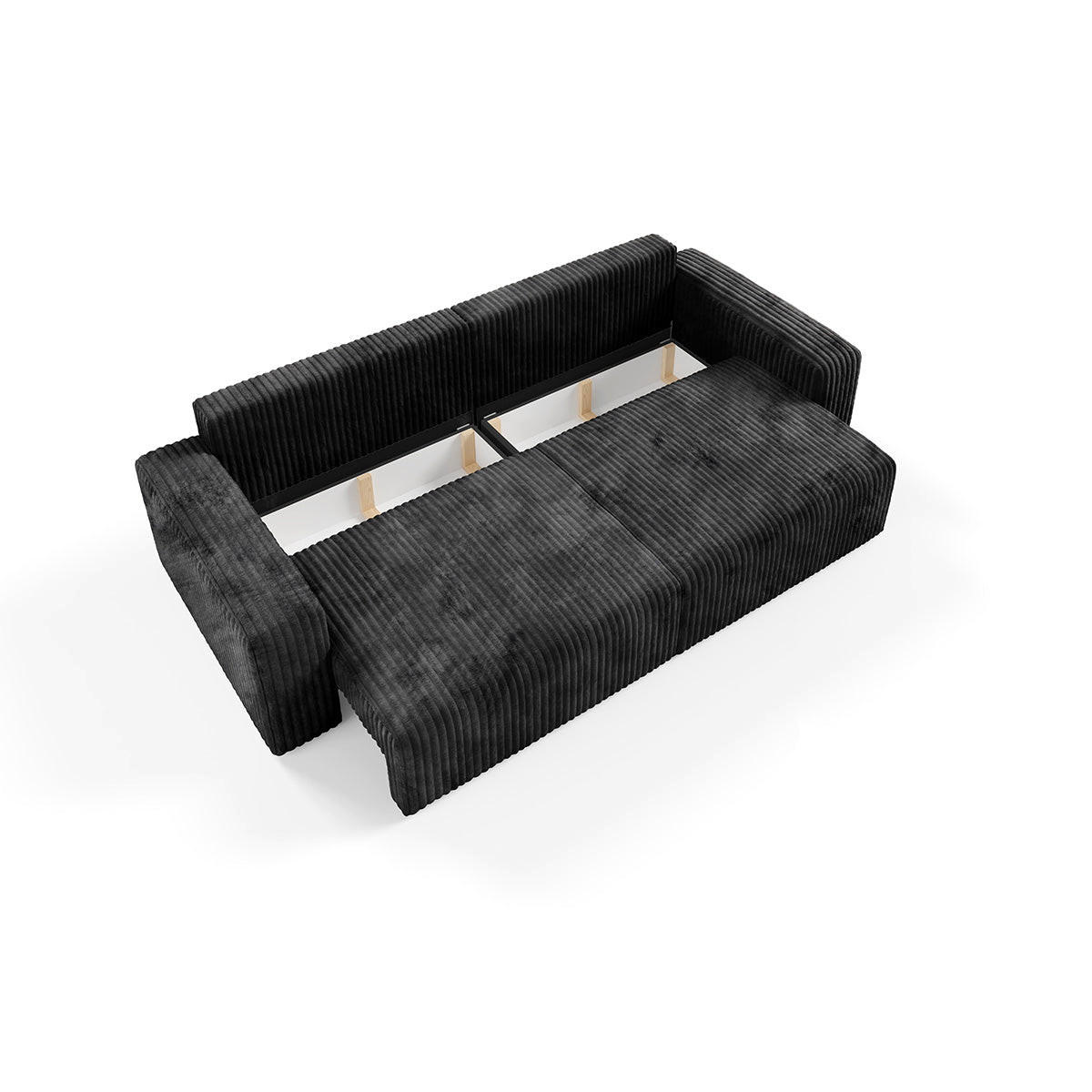 SOFA Angela 3 Sitzplätze Schwarz - Schwarz, Holz (252/86/105cm) - Petits-meubles