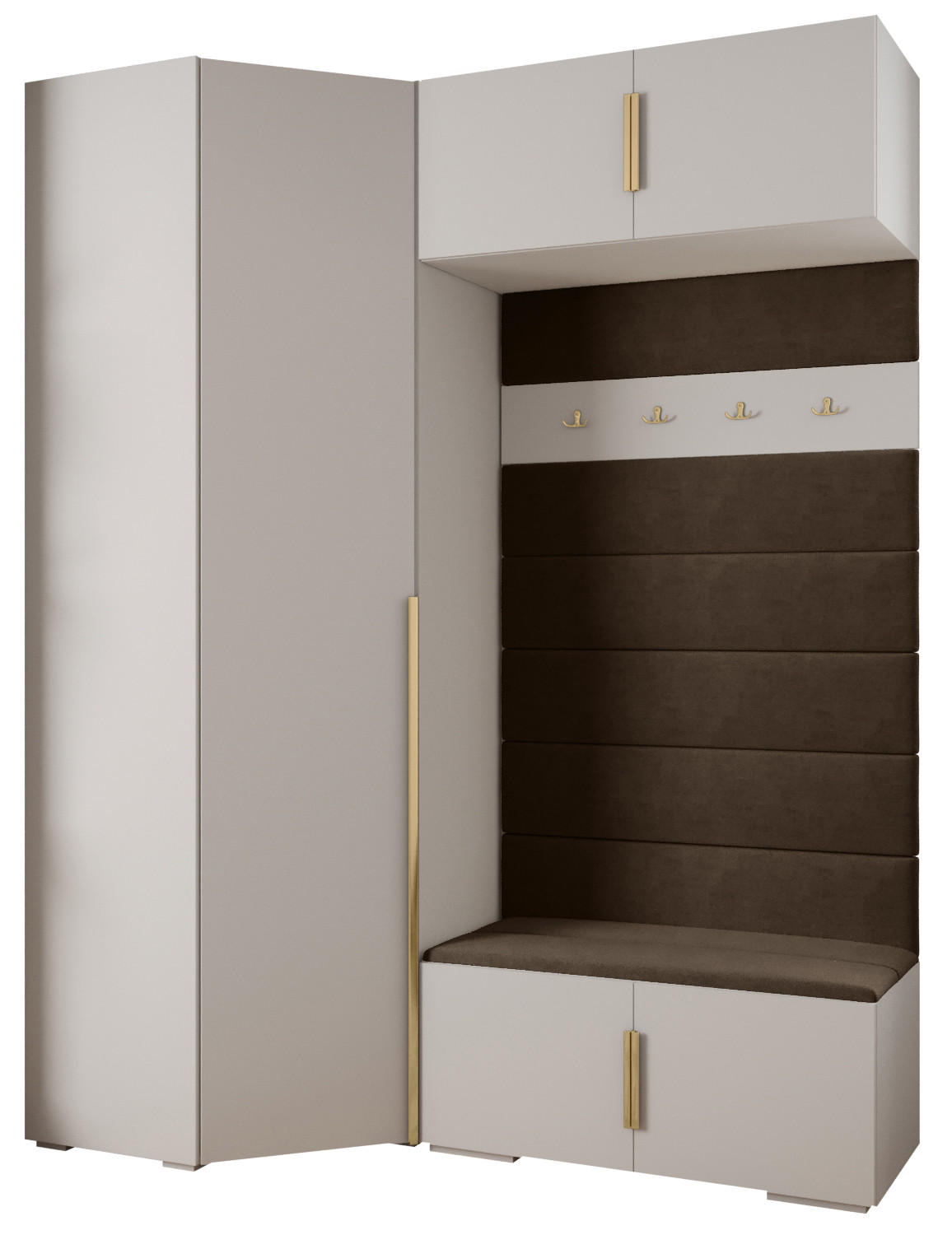 GARDEROBEN-SET 236,7/181,7/47 - Goldfarben/Weiß, Holz/Kunststoff (181.7/236.7/47cm) - Abiks Möbel