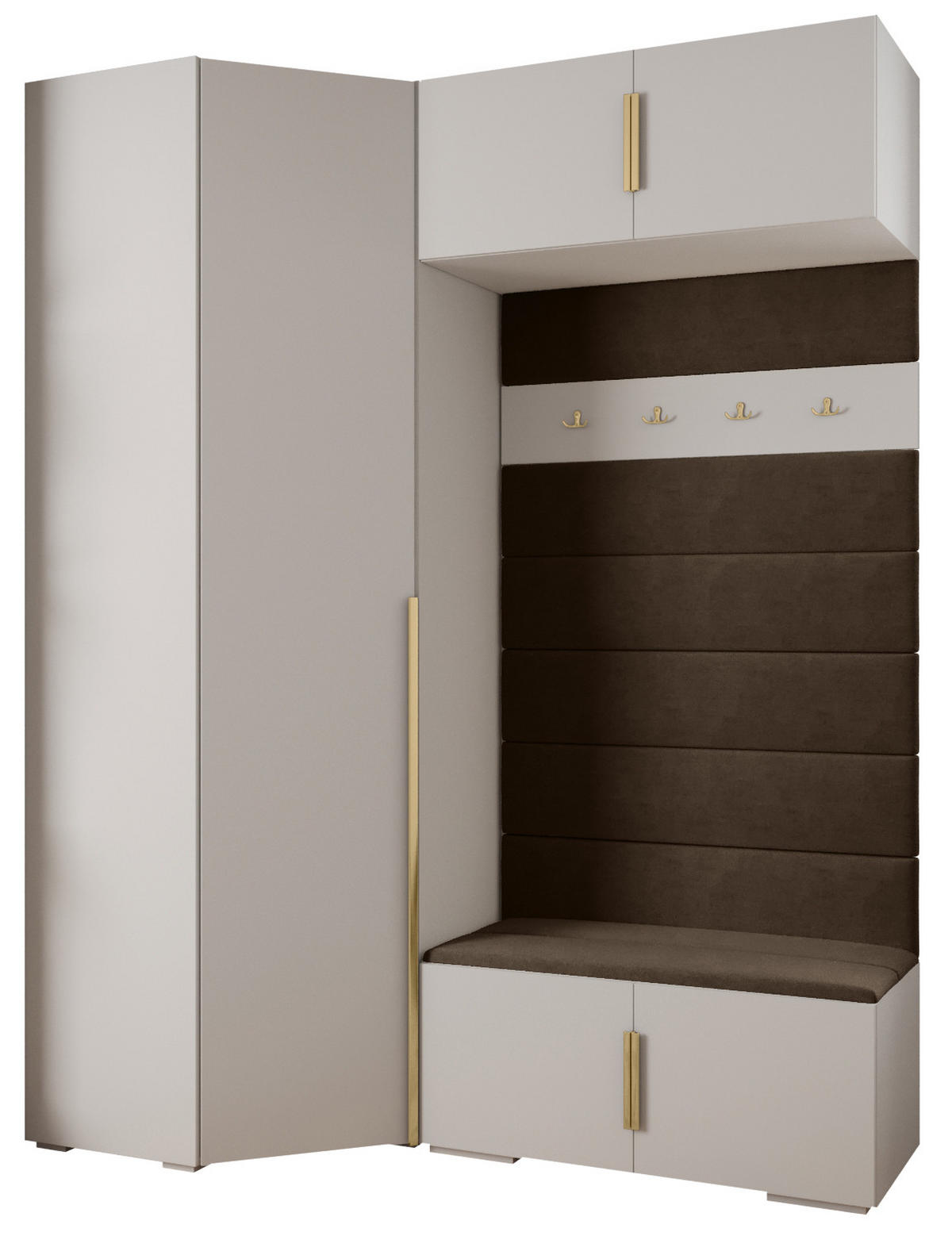 GARDEROBEN-SET 236,7/181,7/47 - Goldfarben/Weiß, Holz/Metall (181.7/236.7/47cm) - Abiks Möbel