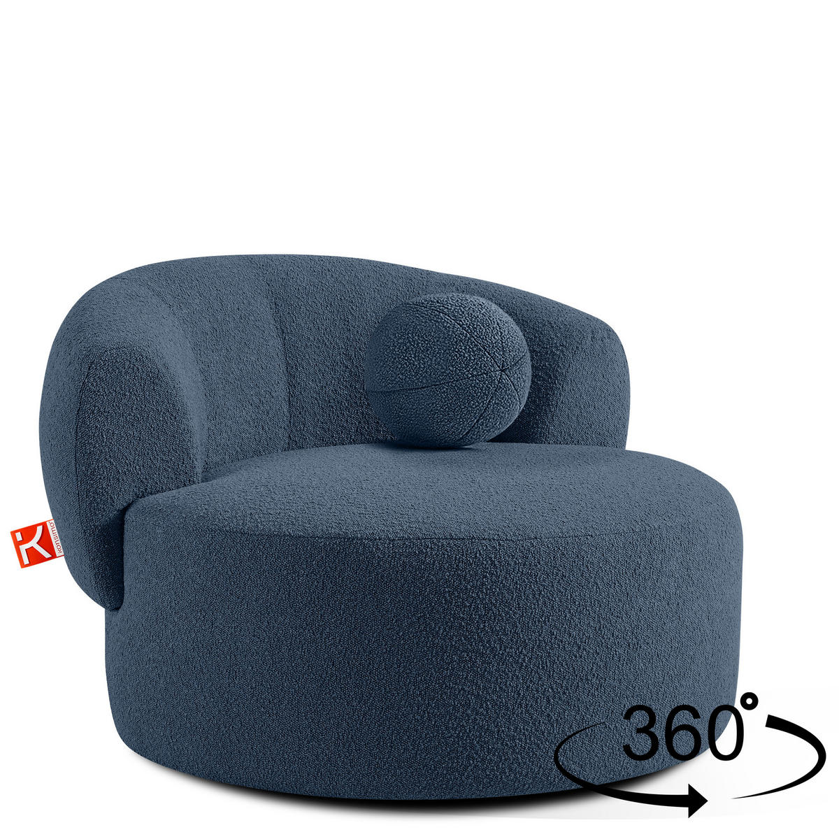 DREHSESSEL VIRA, Marineblau, Bouclé - Schwarz/Dunkelblau, Holz/Holzwerkstoff (105/76/100cm) - KONSIMO®