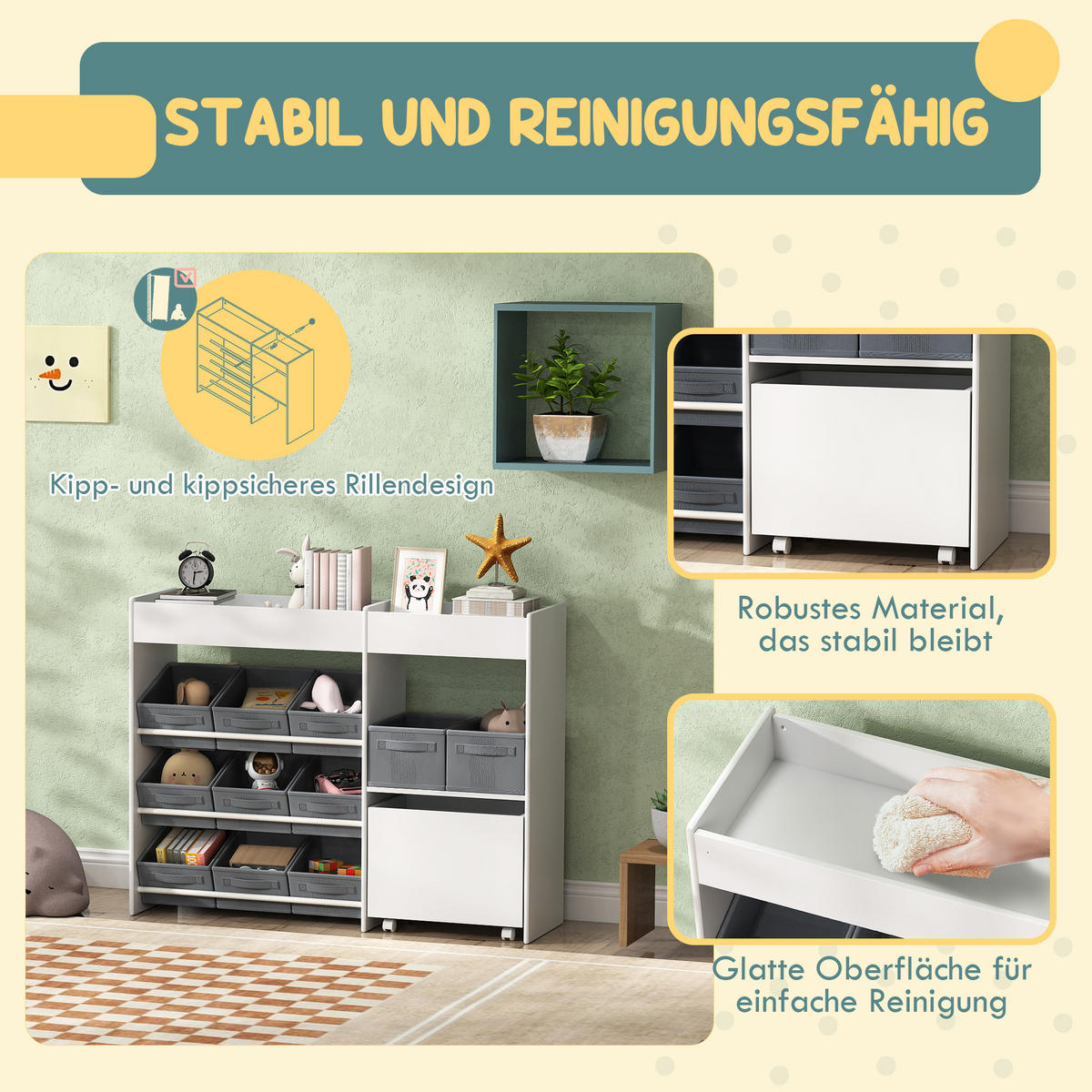 KINDERREGAL - Weiß, Holzwerkstoff/Kunststoff (30/80/105cm) - AIYAPLAY