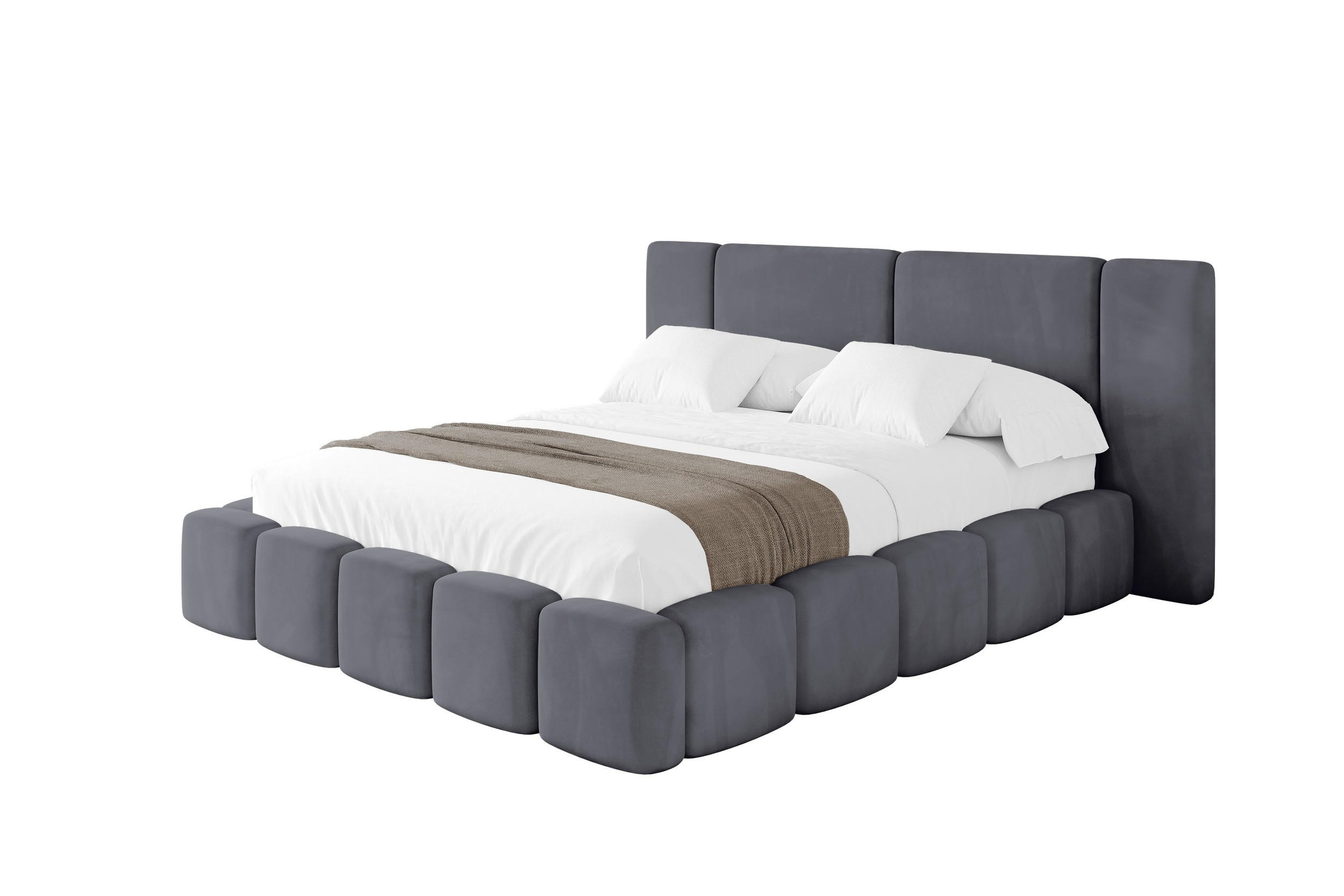 POLSTERBETT mit Bettkasten und Lattenrost, Bett mit Matratze H3/H4 - NILO 180x200 Dunkelgrau - Dunkelgrau, Holzwerkstoff/Textil (180/200cm) - ALTDECOR
