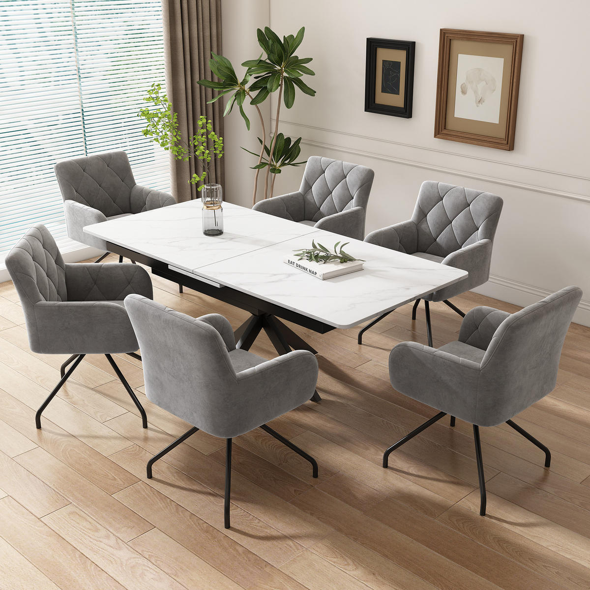 ESSZIMMERSTÜHLE Grey 2er-Set - Grau, Textil (59.69/58.42/59.69cm) - Urban Meuble