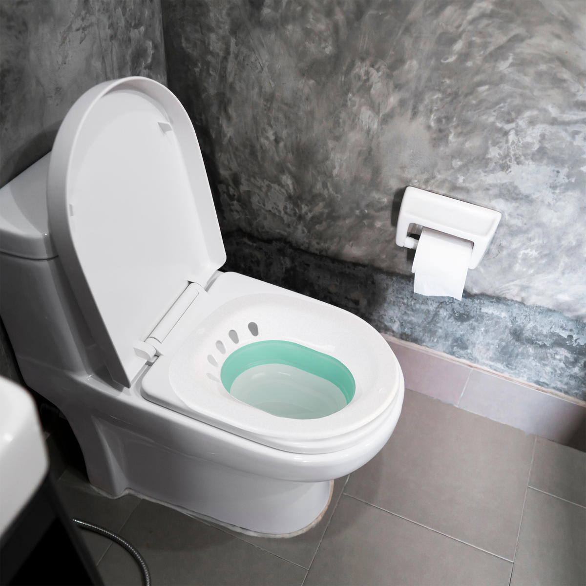 BIDET Biela Tyrkysová skladací do WC 12 x 36 x 39 cm - biela, plast (36/12/39cm) - Relaxdays