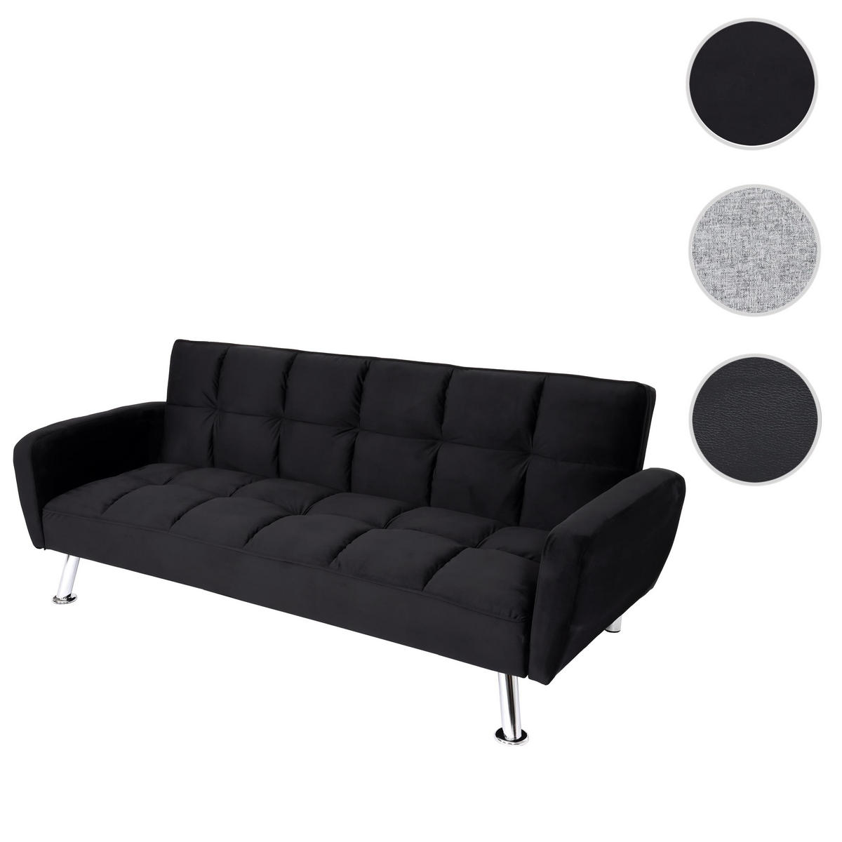 SOFA Schwarz - Schwarz, Textil (203/81/93cm) - MCW