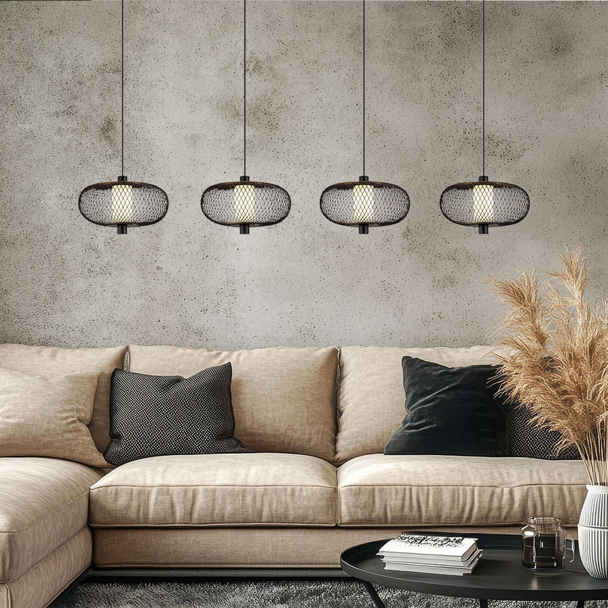 LED HÄNGELEUCHTE Astari Schwarz Metallgeflecht - Schwarz, Metall (116.5/22/150cm) - Nowa