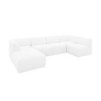 WOHNLANDSCHAFT Ottomane Links MOVO-L 345x180x78 cm Weiß Bouclé - Weiß, Holzwerkstoff/Kunststoff (345/78/180cm) - ALTDECOR