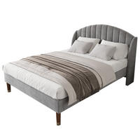ČALÚNENÁ posteľ 160/200 cm sivá s lamelovým roštom a vysokým čelom zo zamatu - sivá, textil (160/200cm) - OKWISH