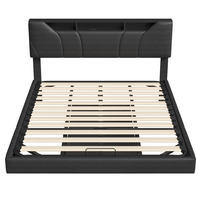 POLSTERBETT 140x200cm schwarz gasdruck stauraum mit LED - Schwarz, Metall (140/200cm) - SHOPENTRA