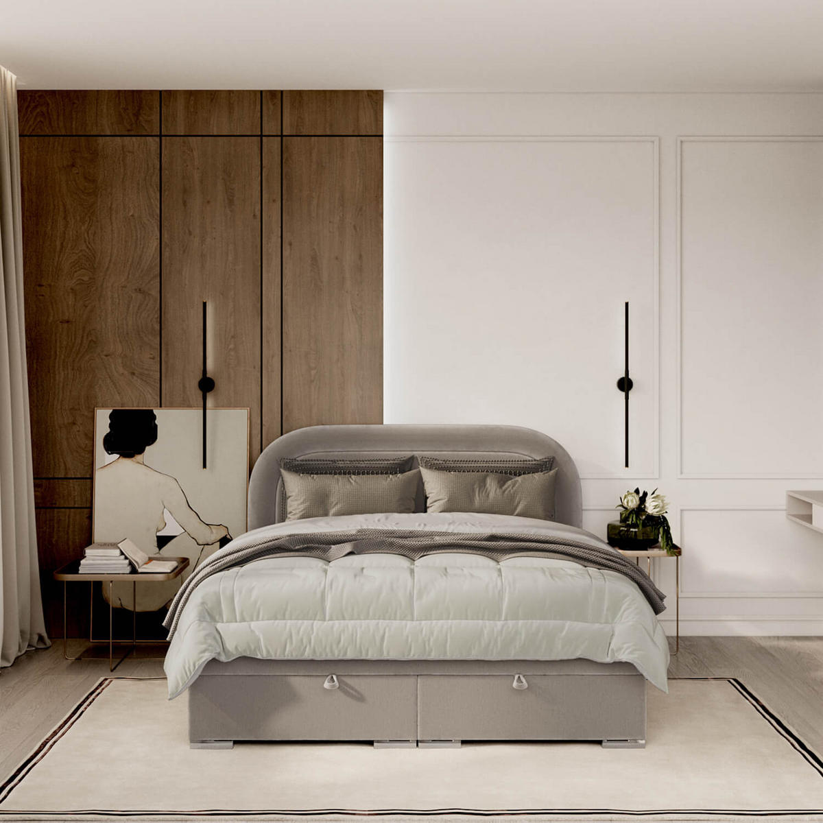 POLSTERBETT Harmony mit Stauraum 200/200 cm Beige im Lotta Stoff - Chromfarben/Beige, Holz/Holzwerkstoff (200/200cm) - AltaBeds