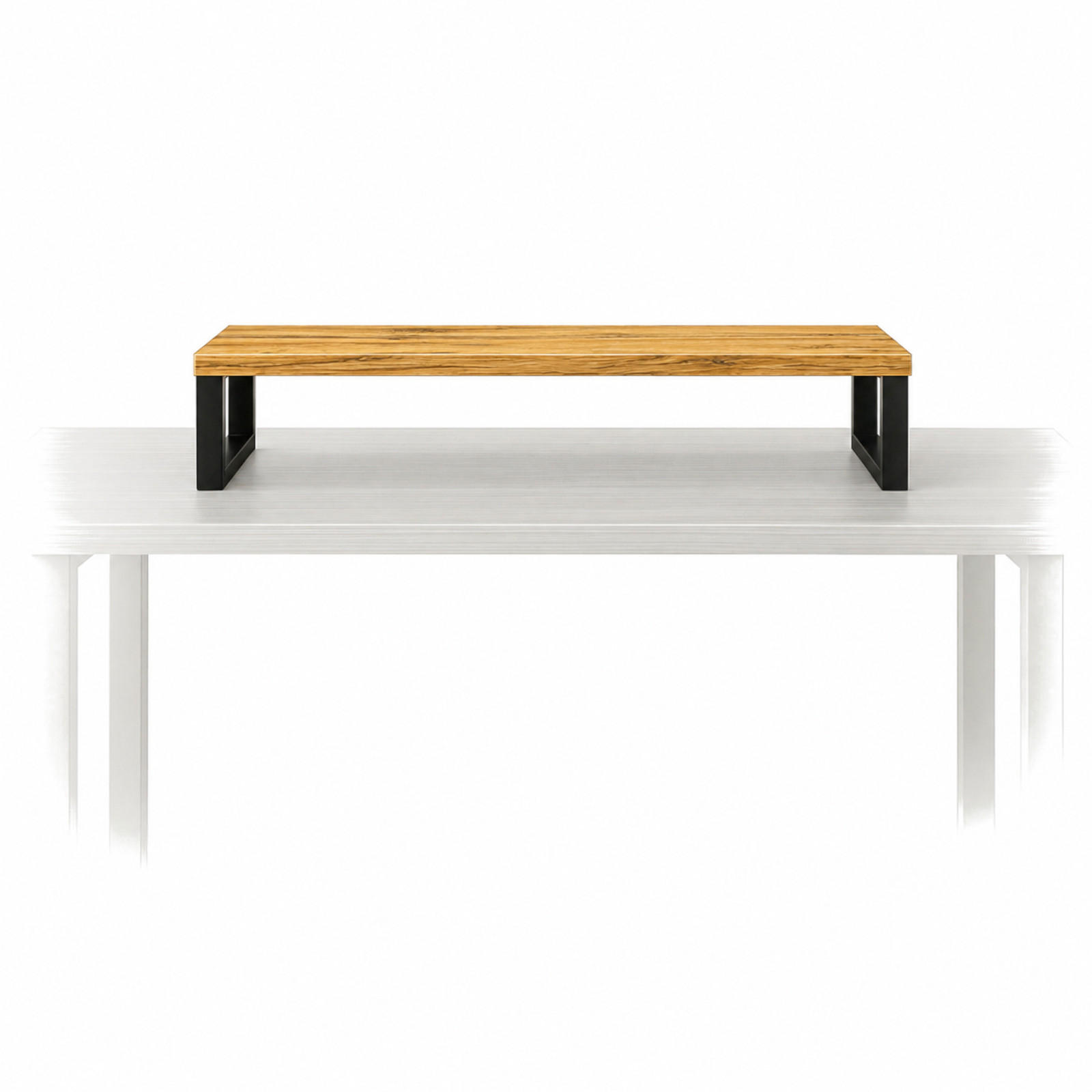 MONITORSTÄNDER MDF Metall Eiche Schwarz 90 x 20 x 10 cm erhöhte Ablage - Eichefarben, Holzwerkstoff (20/90/10cm) - Begryf