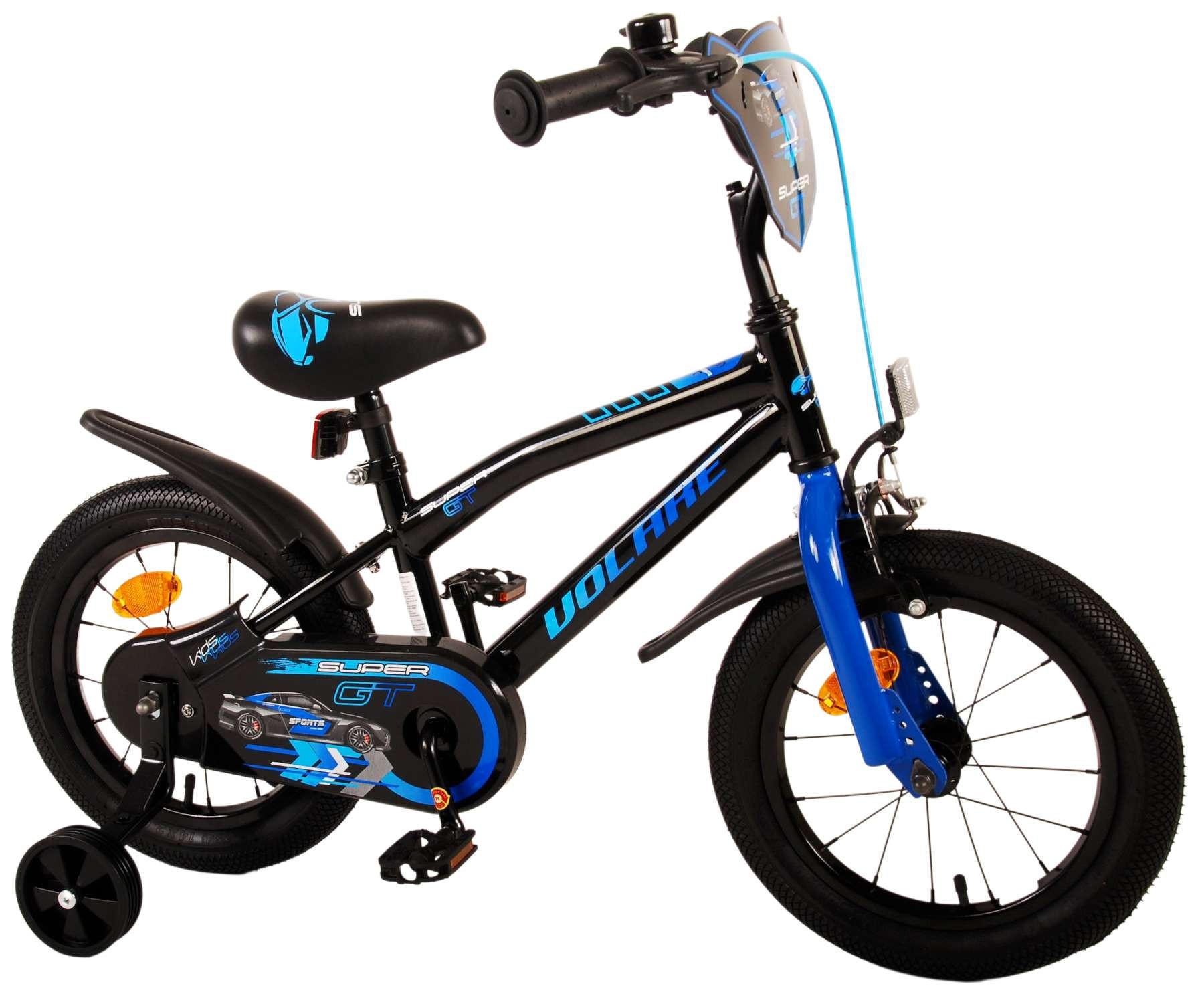 KINDERFAHRRAD Super GT - Jungen - 14 Zoll - Rücktritt + Handbremse - Blau - Blau/Schwarz, Metall (45cm) - TPFSports