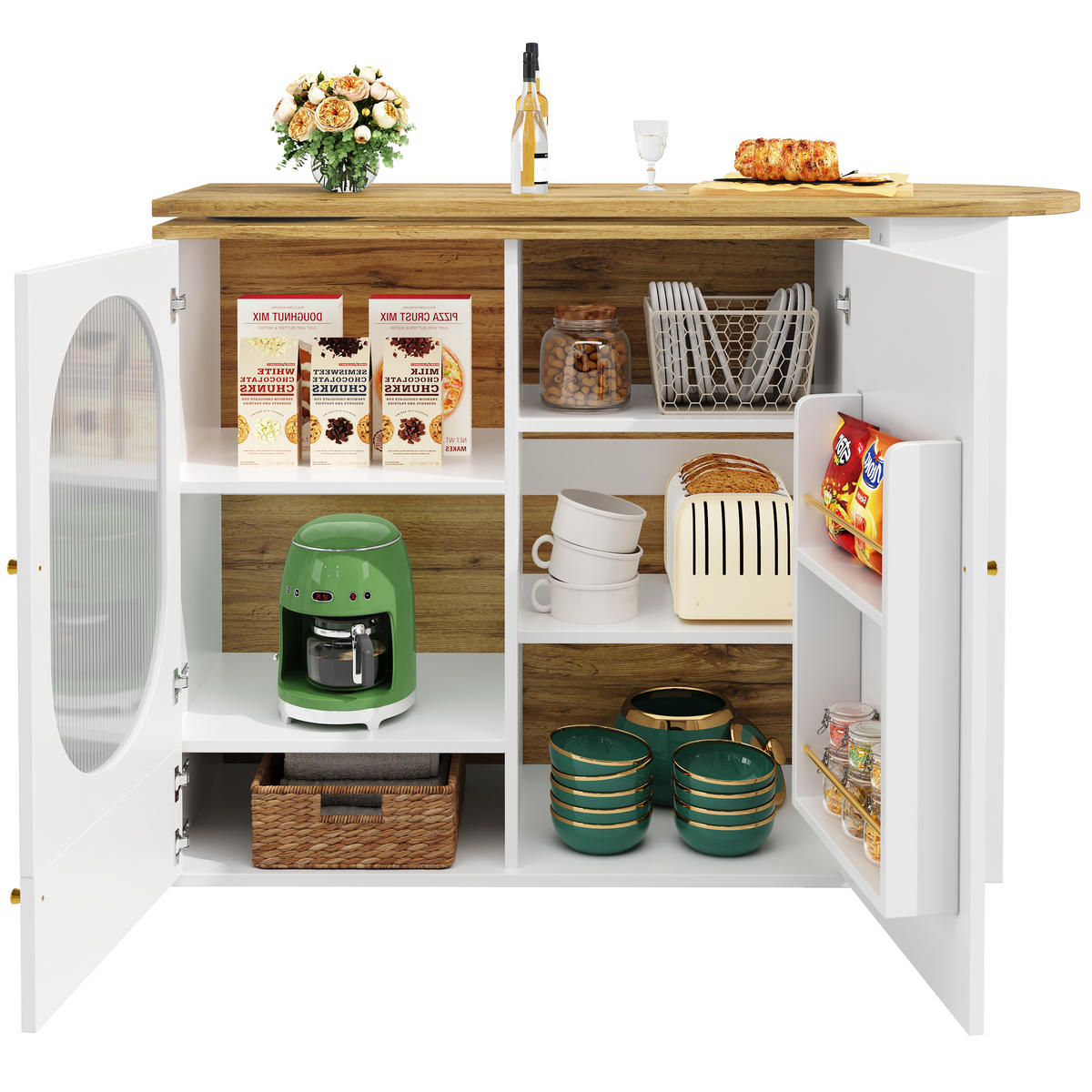 BARTISCH drehbar 138-204/39/105 cm mit Stauraum DE-39718 Weiß - Weiß, Holzwerkstoff (73/137.9/92.5cm) - ComfortXL