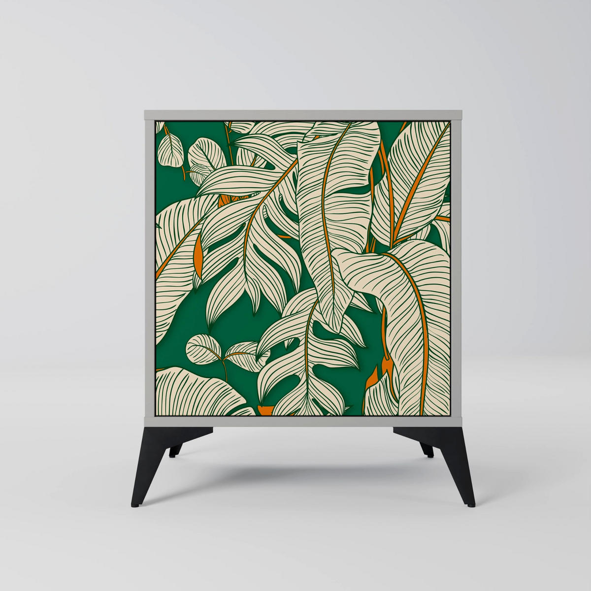SIDEBOARD VERDANT PLEASURES, Grau, 57,5x42x67,5 cm, Schwarze Metall-Rahmenfüße - Multicolor/Schwarz, Holzwerkstoff/Metall (57.5/67.5/42cm) - SpaceRebels