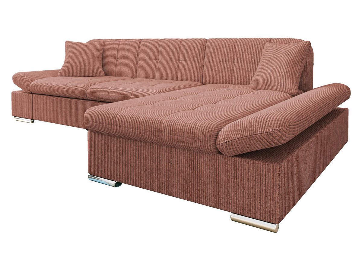 ECKSOFA Malwi Cord, Seite: Rechts - Dunkelrosa, Holz/Textil (278/161cm) - MIRJAN24