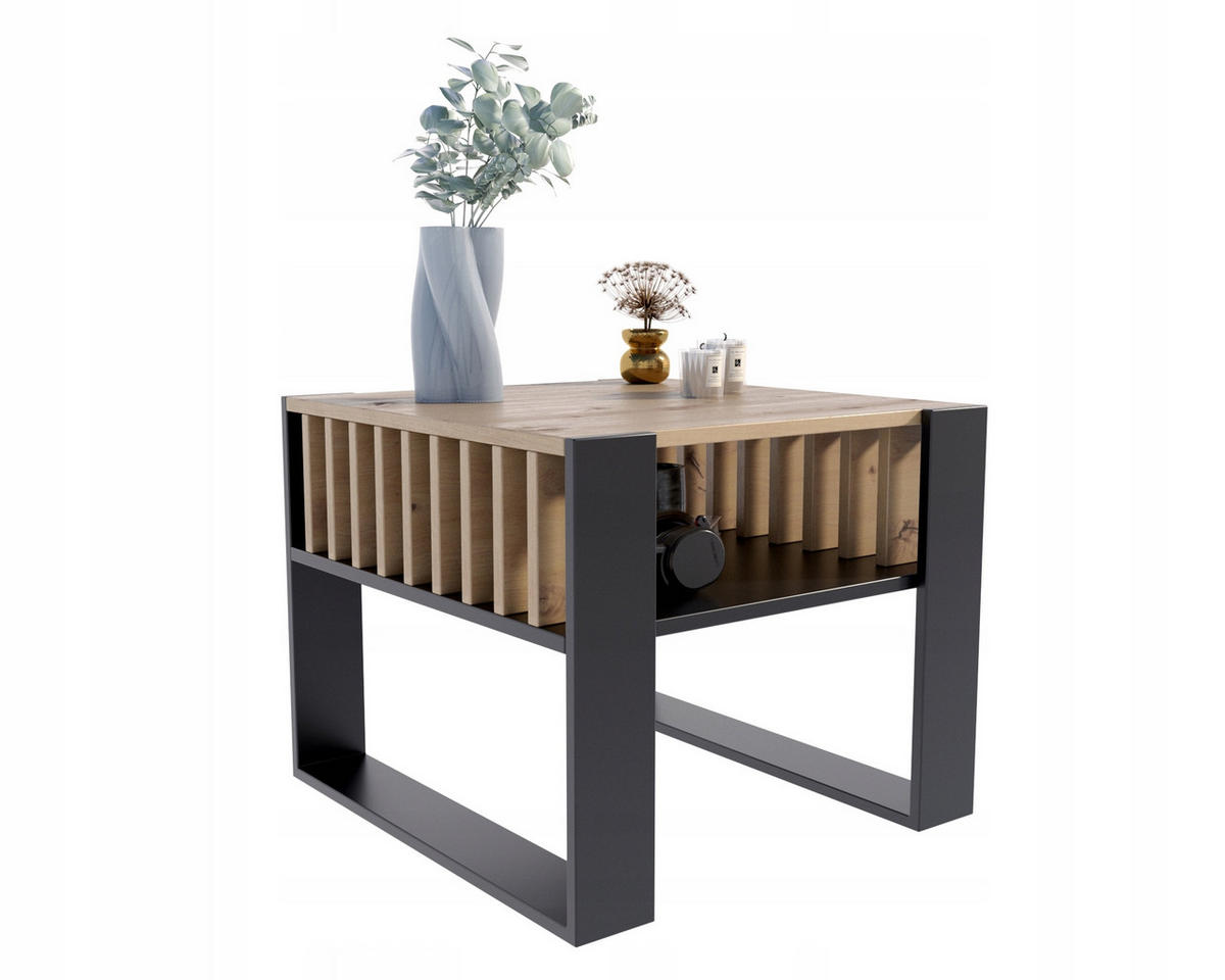 COUCHTISCH IGA Quadratisch Artisan Eiche-Schwarz 60/63,6/50 cm - Multicolor, Holzwerkstoff (63.6/60/50cm) - Matkam Möbel