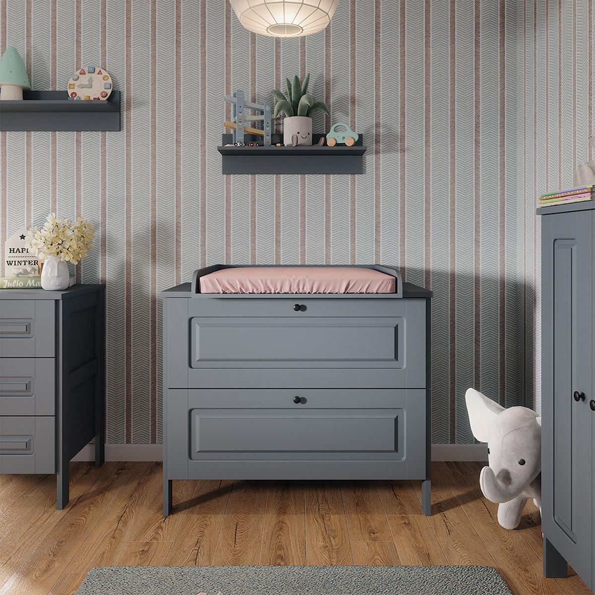 PŘEBALOVACÍ PULT Ajaton Šedá - šedá, kompozitní dřevo (108/98/70cm) - VitaliSpa