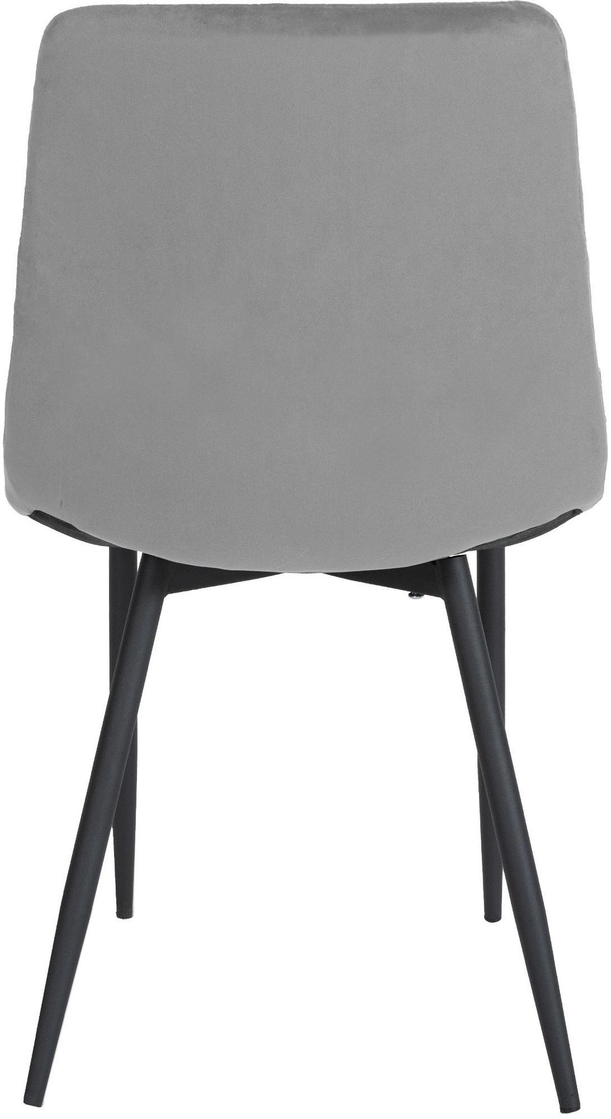 STUHL Samt grau - Schwarz/Grau, Textil/Metall (45/83/57cm) - CLP
