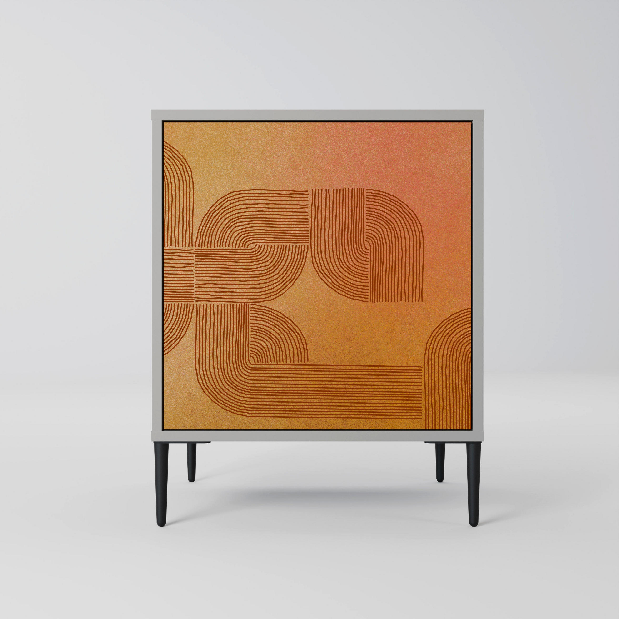 SIDEBOARD STRENGTHENING RELATION, Grau, 57,5x42x72,5 cm, Schwarze Metallfüße - Multicolor/Schwarz, Holzwerkstoff/Metall (57.5/72.5/42cm) - SpaceRebels