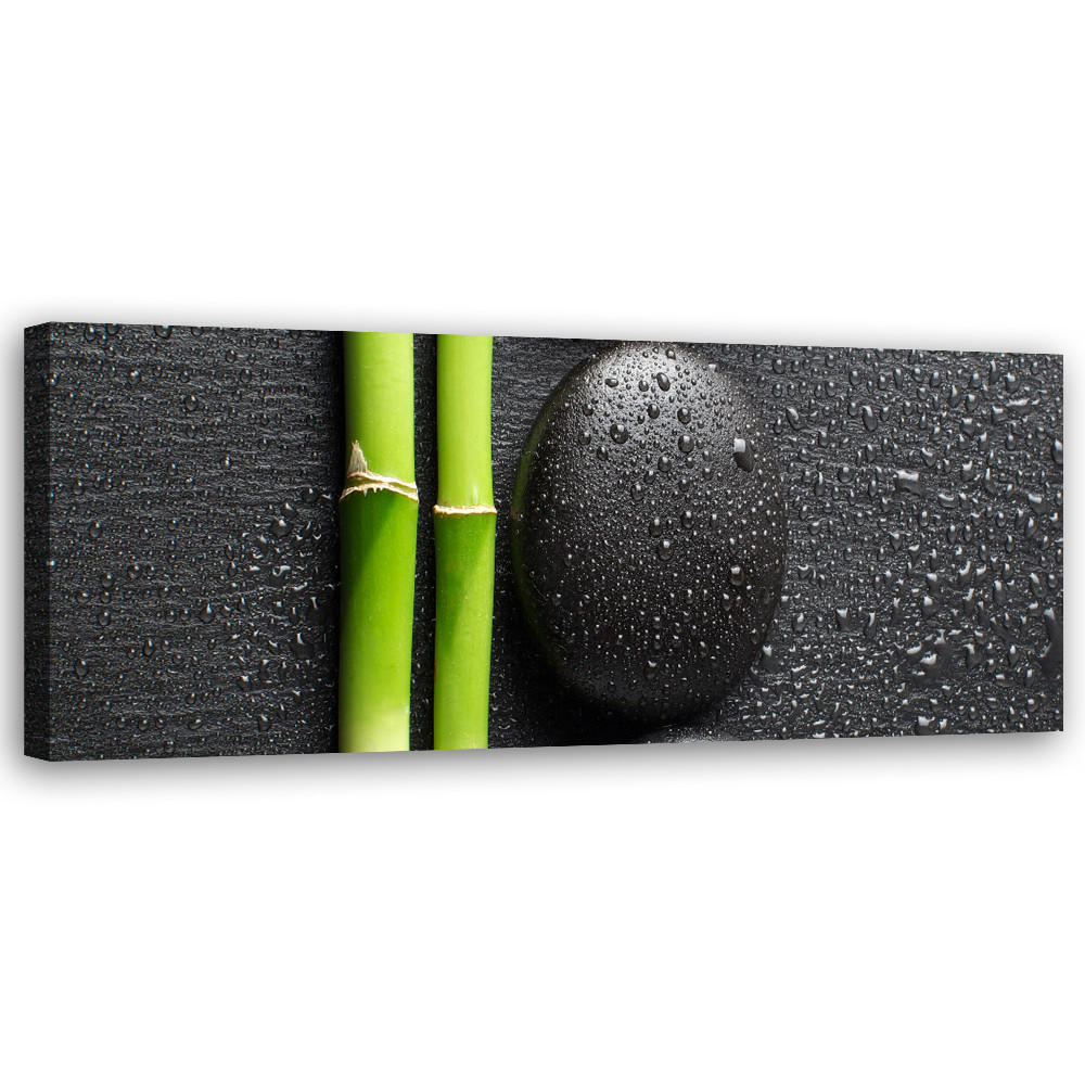 WANDBILD steine bambus zen spa - Schwarz, Textil (90/30cm) - Feeby