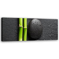 WANDBILD steine bambus zen spa - Schwarz, Textil (90/30cm) - Feeby