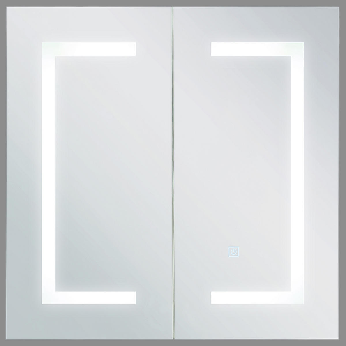 BAD SPIEGELSCHRANK weiß/silber mit LED-Beleuchtung 60/60 cm Mazarredo - Silberfarben/Weiß, Holz (60/60/12cm) - Beliani
