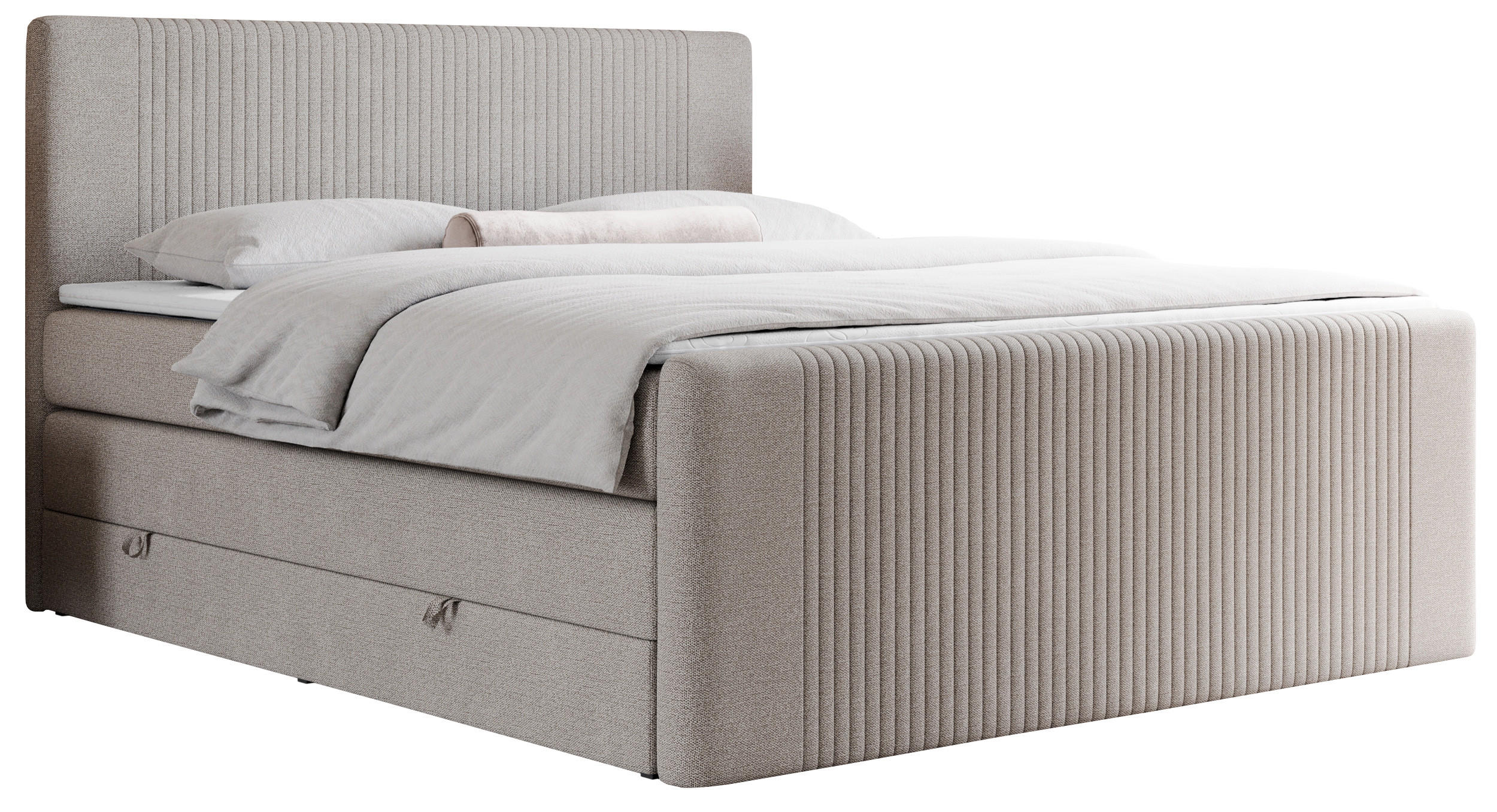 BOXSPRINGBETT KING DOREN 160/200 Beige Struktur - H3 - Beige, Holz/Textil (160/200cm) - MKS