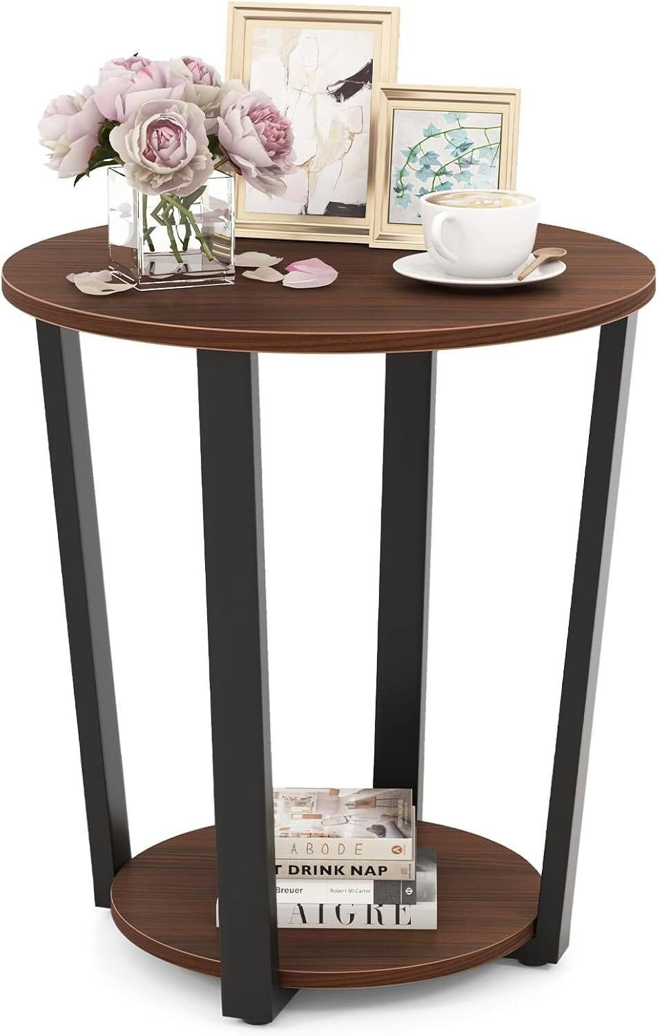Costway Beistelltisch Walnuss 50x56x50 cm