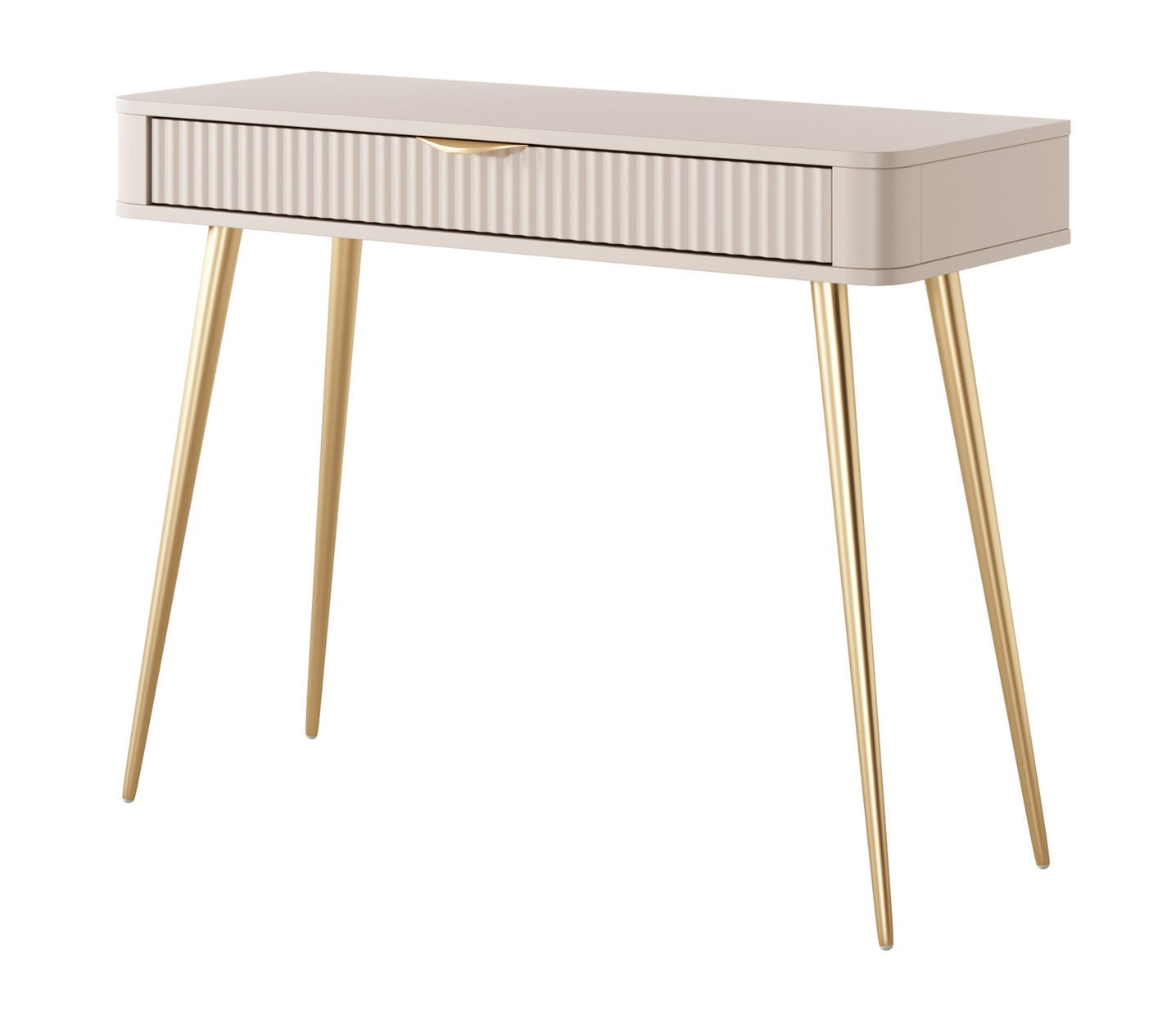 SCHMINKTISCH 100 cm Brando, Schublade, Beige - Beige/Goldfarben, Holz/Metall (100/78/38cm) - Emporius