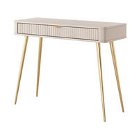 SCHMINKTISCH 100 cm Brando, Schublade, Beige - Beige/Goldfarben, Holz/Metall (100/78/38cm) - Emporius