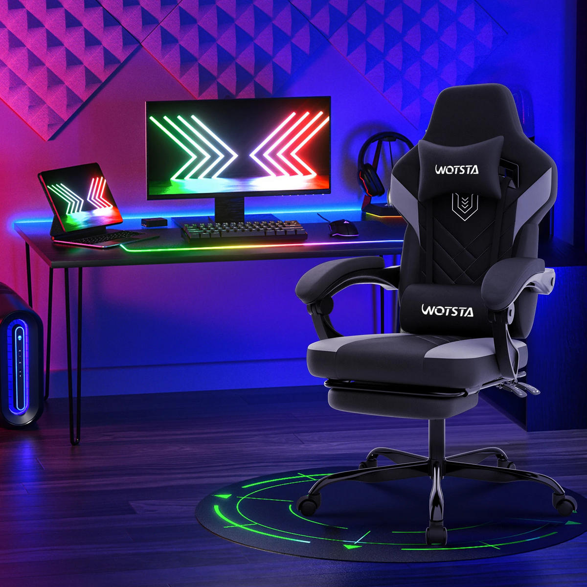 GAMINGSTUHL mit Fußstütze Verstellbar Schwarz - Schwarz, Metall (63/127/53cm) - Kaket