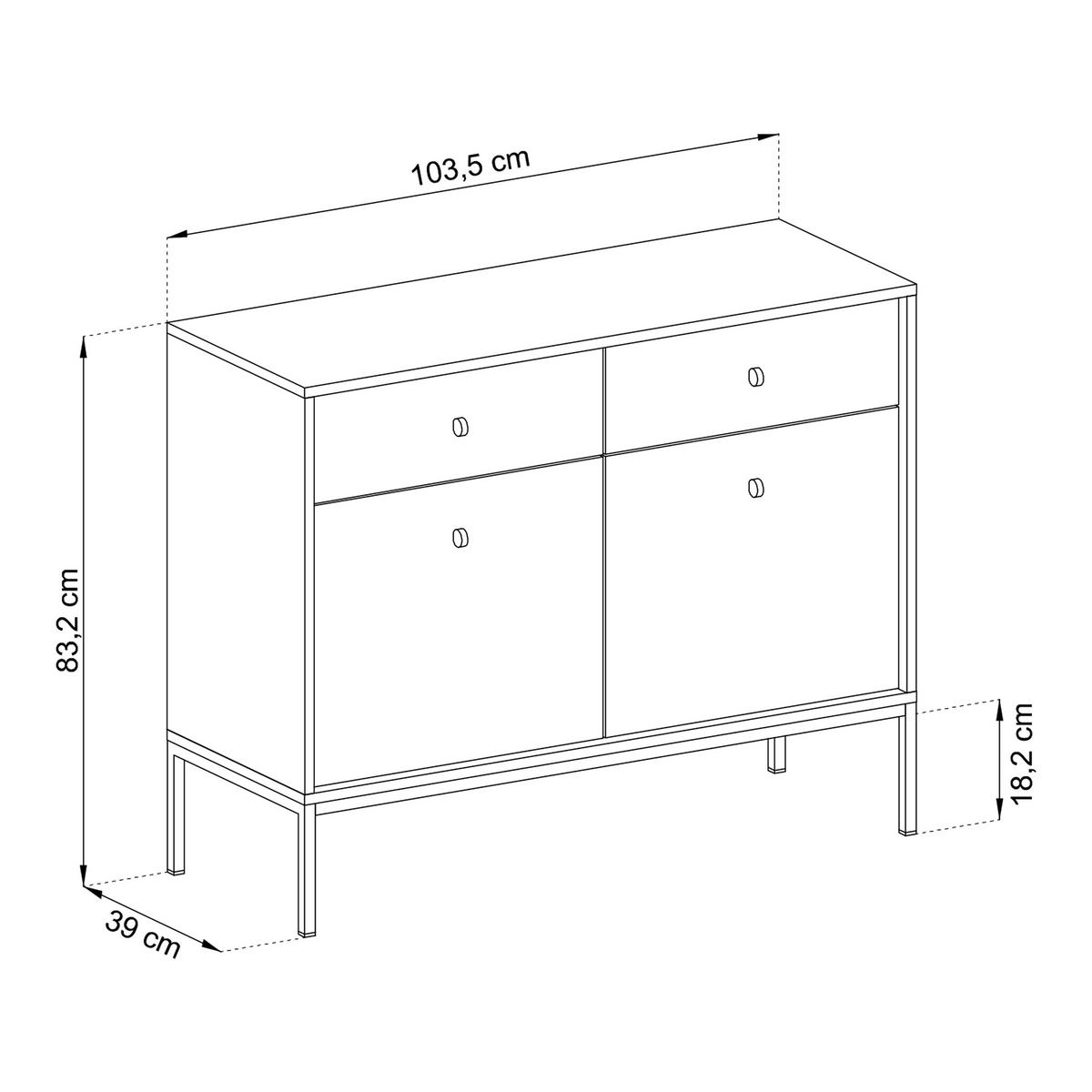 KOMMODE MONDO 104/83/39 cm mit 2 Schubladen 2 Türen Beige - Beige, Holzwerkstoff (104/83/39cm) - MASSENO