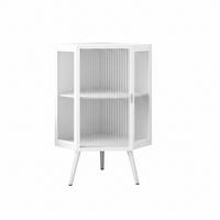 BAD-ECKSCHRANK Weiß, Glastür & 2 Ablagen, 56 x 42,5 x 80 cm - Weiß, Metall (56/80/42.5cm) - Urban Meuble