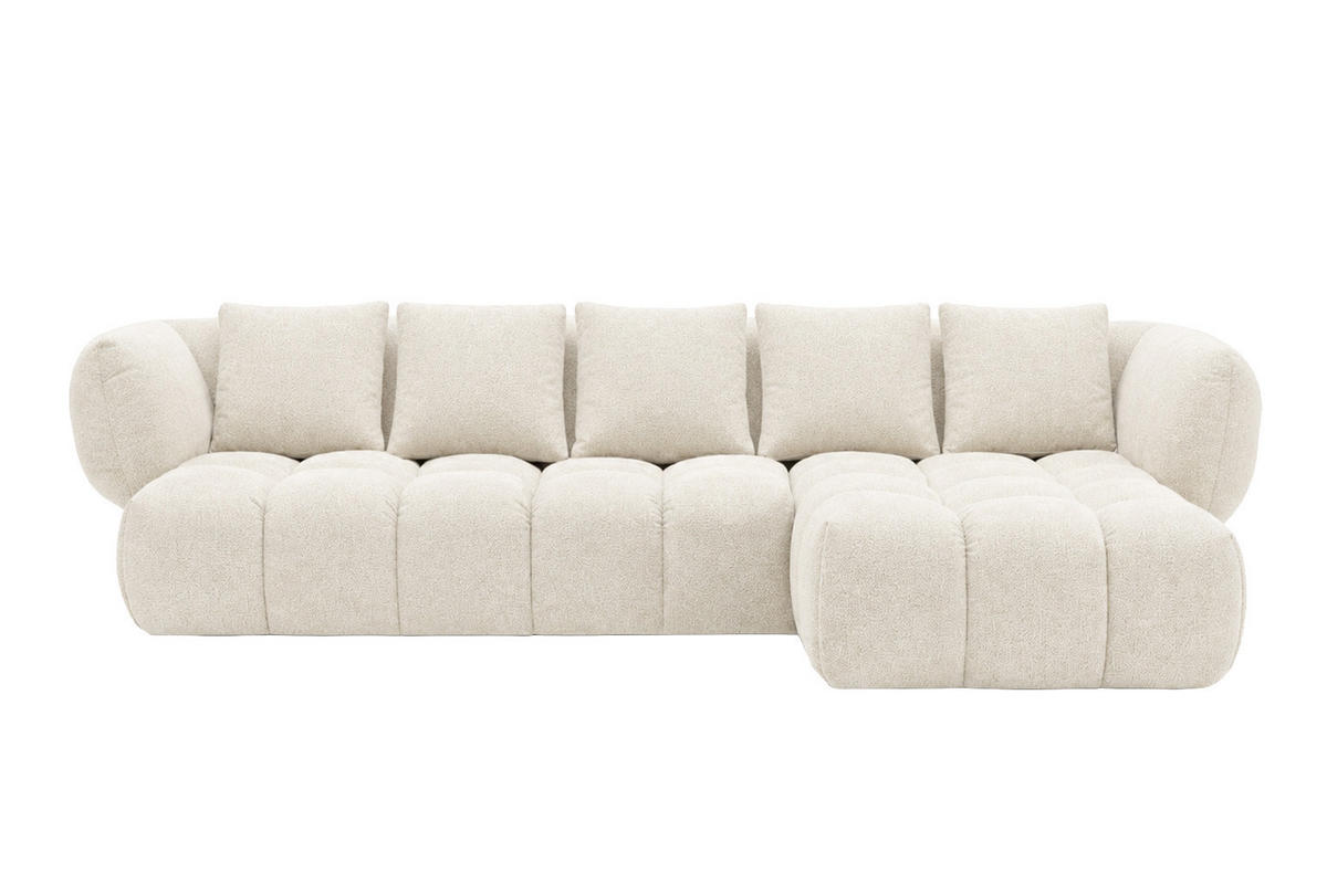 ROHOVÁ SEDAČKA ve tvaru L, žinylková tkanina Puente, Ecru, Pravá strana, SEVIO L - ecru, dřevo (242/175cm) - Kaiser Möbel