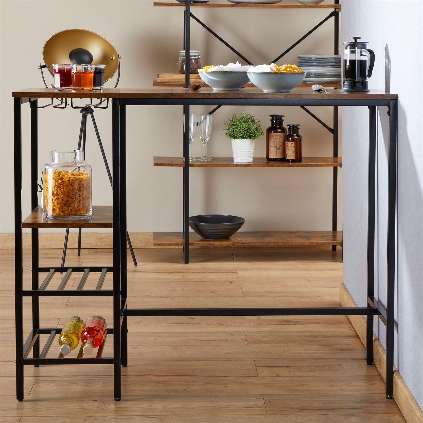 BARTISCH NELAS - Dunkelbraun/Schwarz, Holzwerkstoff/Metall (110/90/40cm) - CARO-Möbel
