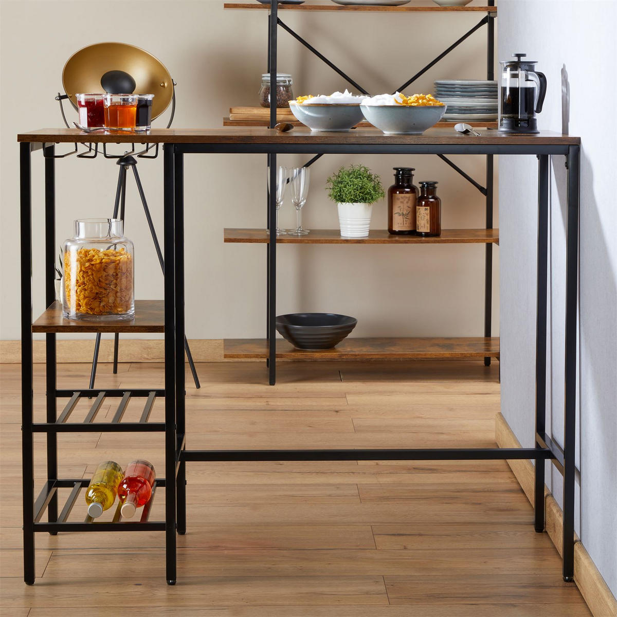 BARTISCH NELAS - Dunkelbraun/Schwarz, Holzwerkstoff/Metall (110/90/40cm) - CARO-Möbel