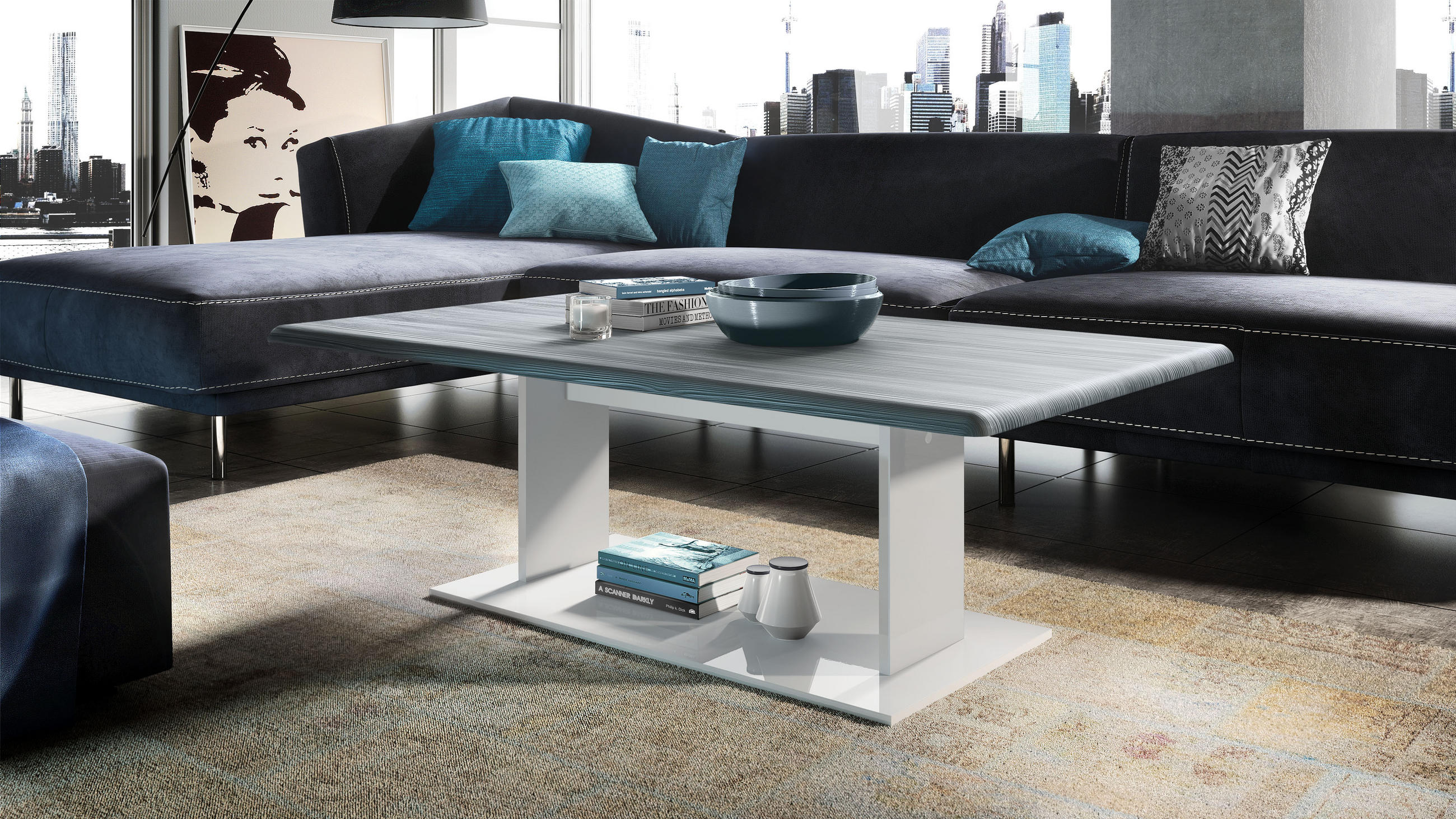 COUCHTISCH Mono Tischplatte in Avola-Anthrazit - Anthrazit, Holzwerkstoff (70/120/40cm) - Vladon