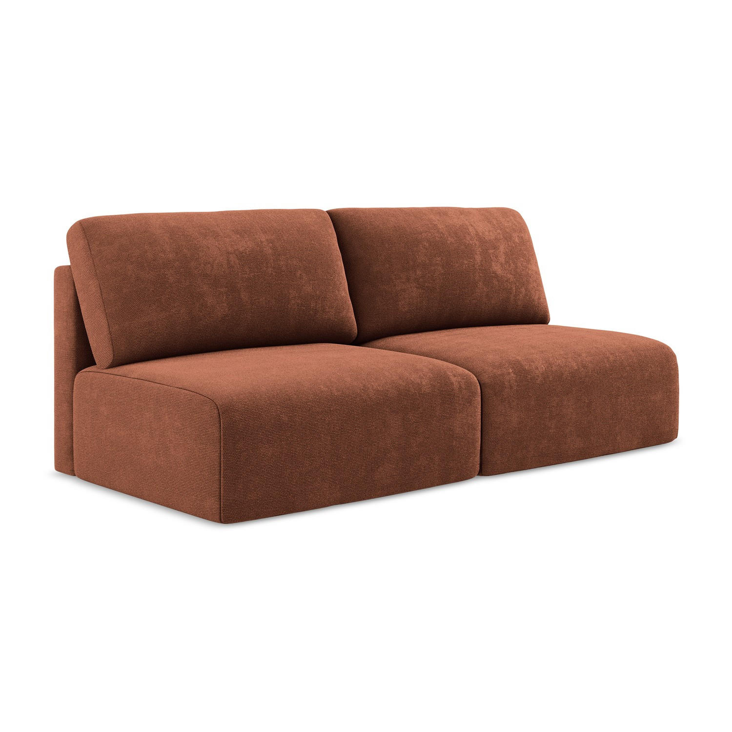 3-SITZER SOFA mit Schlaffunktion Chenille Stoff Orange - Terracotta/Schwarz, Kunststoff/Textil (216/79/102cm) - LaMiaSofa