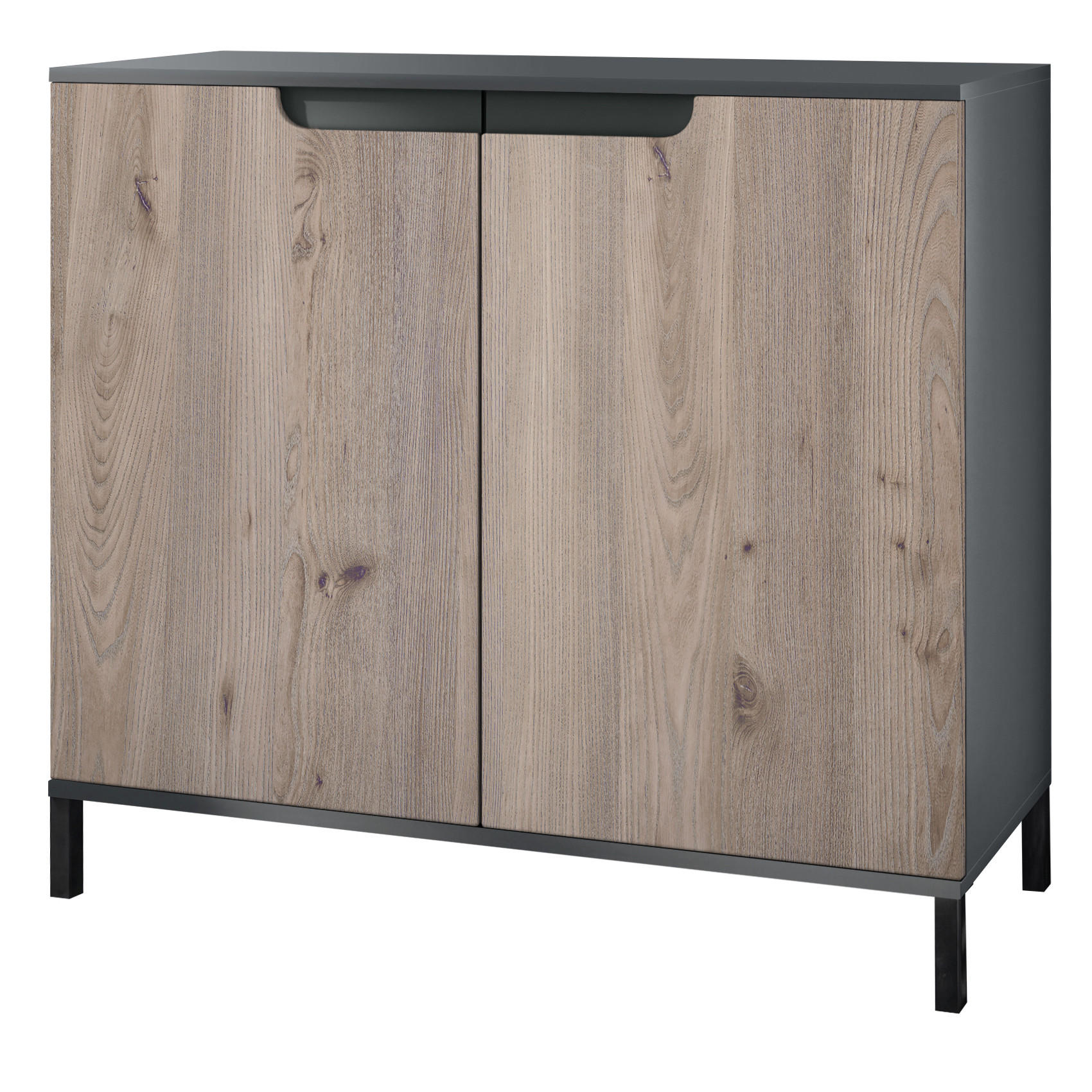 KOMMODE Sylt Eiche Nordic - Silbereichenfarben, Holzwerkstoff (92.5/83.5/35cm) - Vladon
