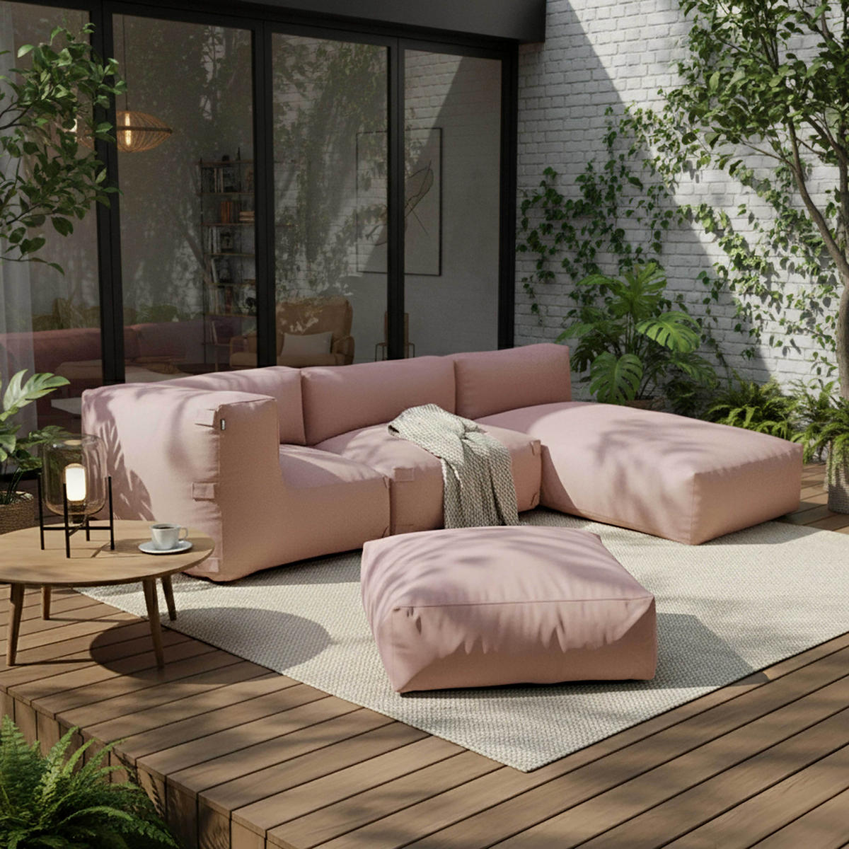 CHAISELONGUE, Puderrosa - Pink, Textil - Oviala