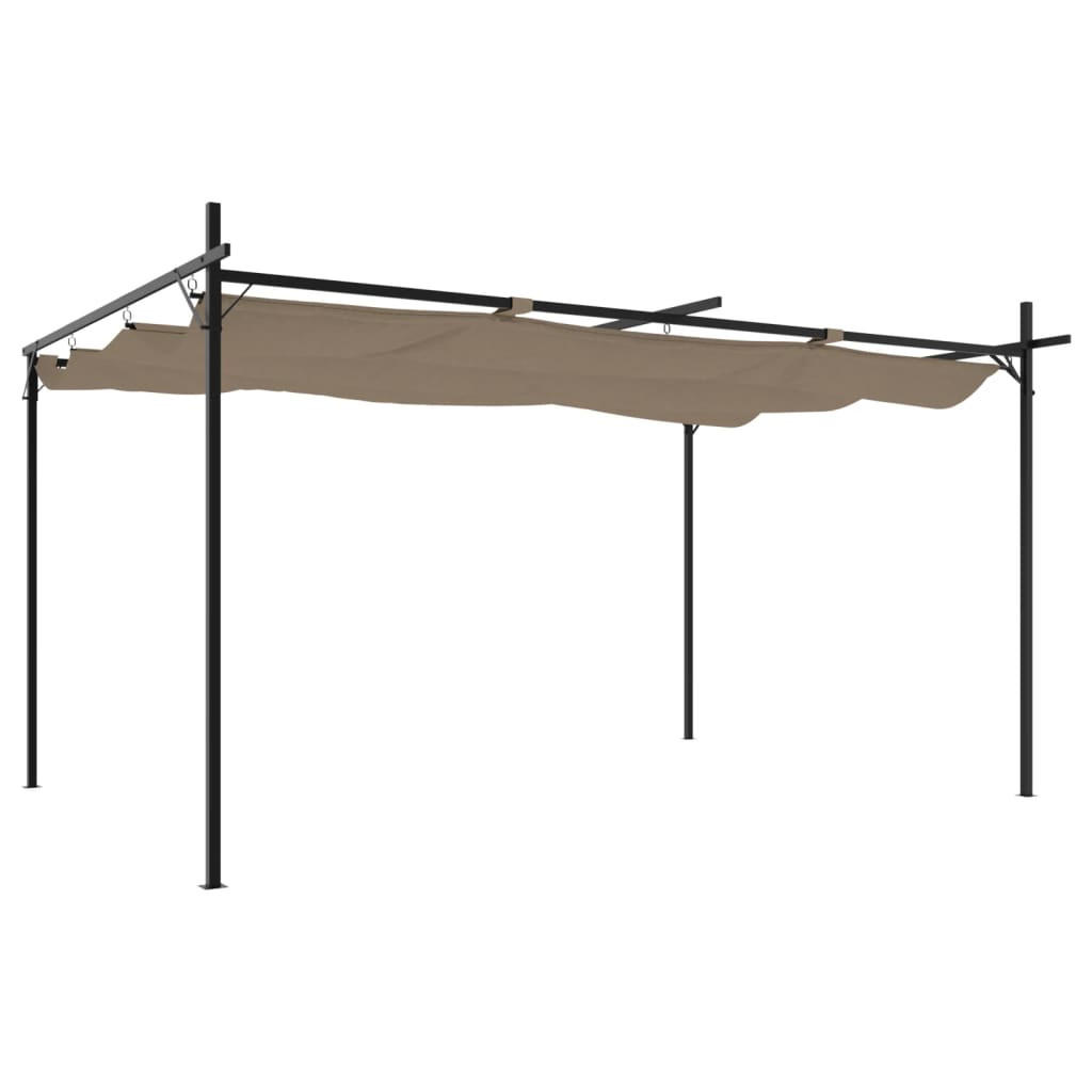 TERRASSENÜBERDACHUNG mit Schiebedach OLIMP | Taupe 395x292x230cm | Pergola Garten Pavillon - Taupe, Metall (395/230/292cm) - DELUKE