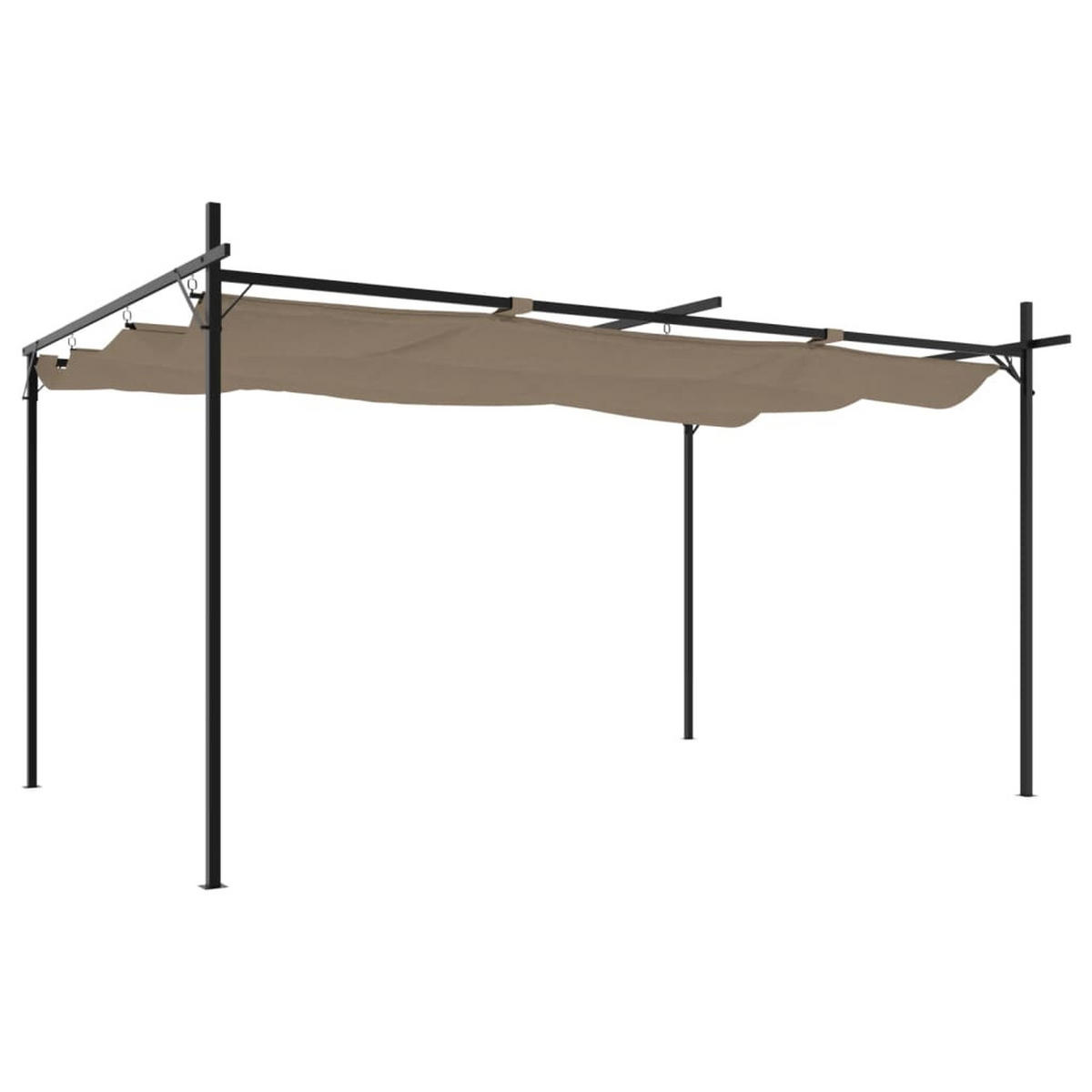 TERRASSENÜBERDACHUNG mit Schiebedach OLIMP | Taupe 395x292x230cm | Pergola Garten Pavillon - Taupe, Metall (395/230/292cm) - DELUKE