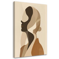 WANDBILD, Ein minimalistisches Profil einer Frau in Beigetönen. - Beige, Textil (20/30cm) - Feeby